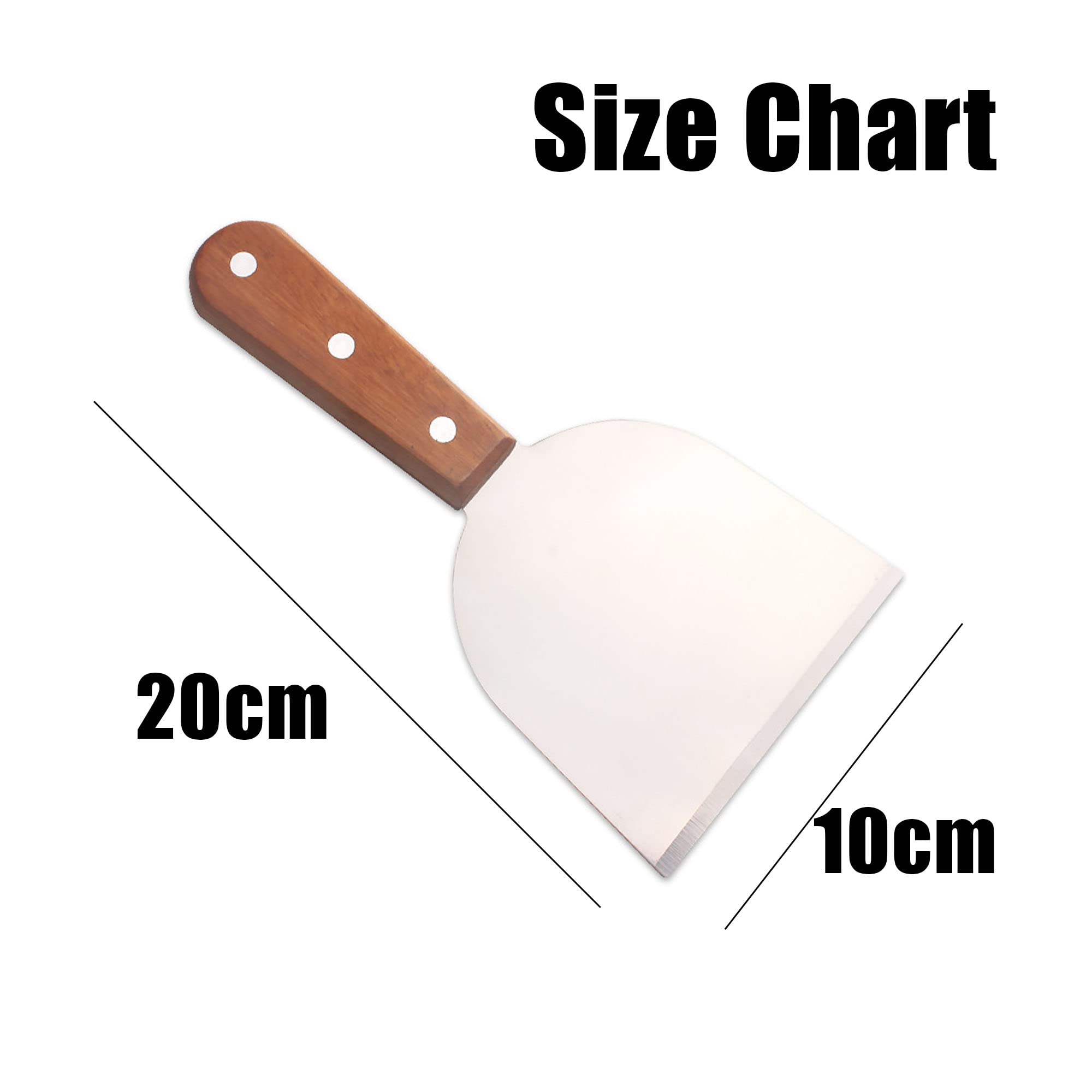 Premium Stainless Steel Grill Scraper & Spatula Set - 2-Piece Slanted Blade Griddle Cleaner with Wooden Handle for BBQ, Teppanyaki, Pancakes & Pizza - Perfect for Outdoor Cooking, Camping & Restaurant Use