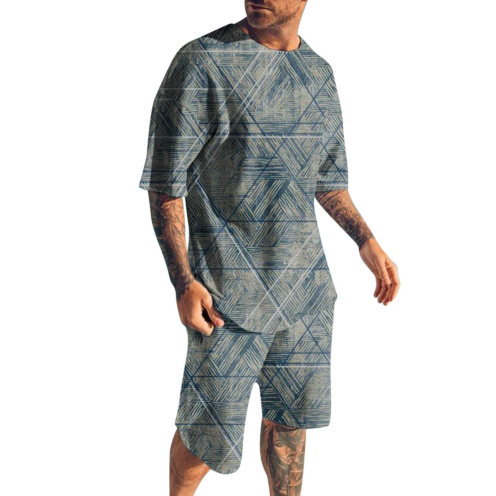 Men's 2-Piece Tropical Floral Print Outfit - Vintage Bowling Shirt & Quick-Dry Tank Top Set | Breathable Spring Summer Clothing for Casual Wear, Valentine's Day, Camping & Outdoor Activities