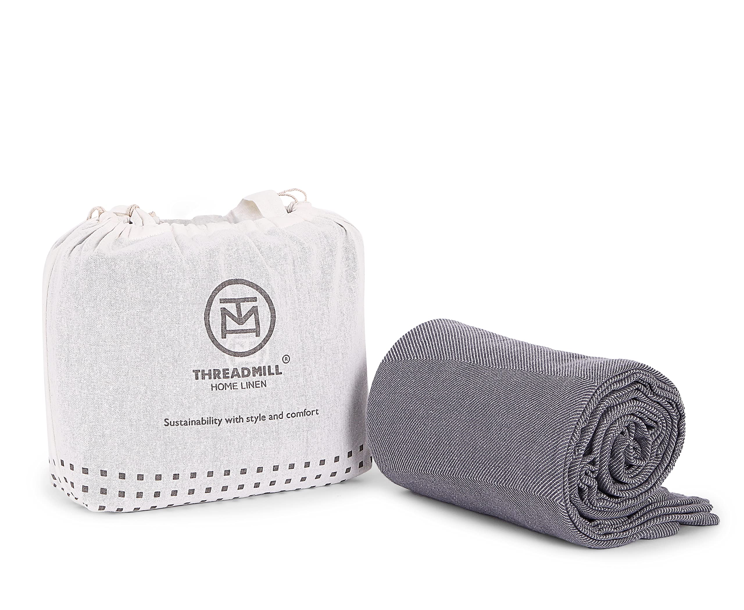 Premium Bamboo Viscose Travel Blanket - Ultra Soft Grey Airplane Throw Blanket with Cloth Bag | Compact & Portable for Flights, Road Trips, Camping, Picnics & Office Use