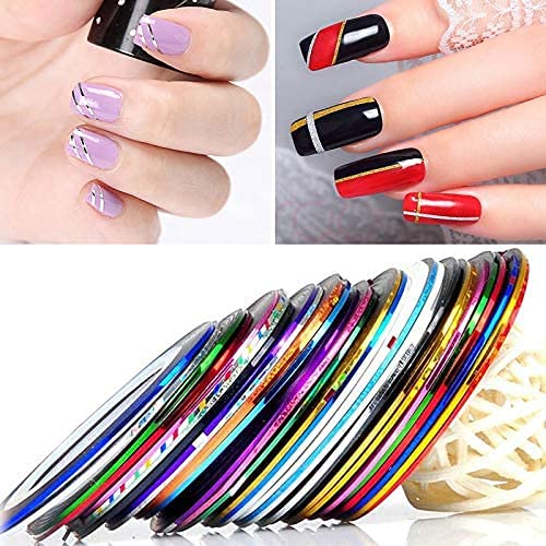 10 Colors Trendy Nail Striping Tape for Club & DIY Nail Art - Nail Art Decoration Stickers for French Tips, Ombre & Creative Designs - Perfect for Salons, Parties & Home Manicures