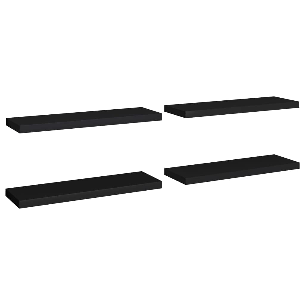 4-Pack Black Floating Wall Shelves - 31.5
