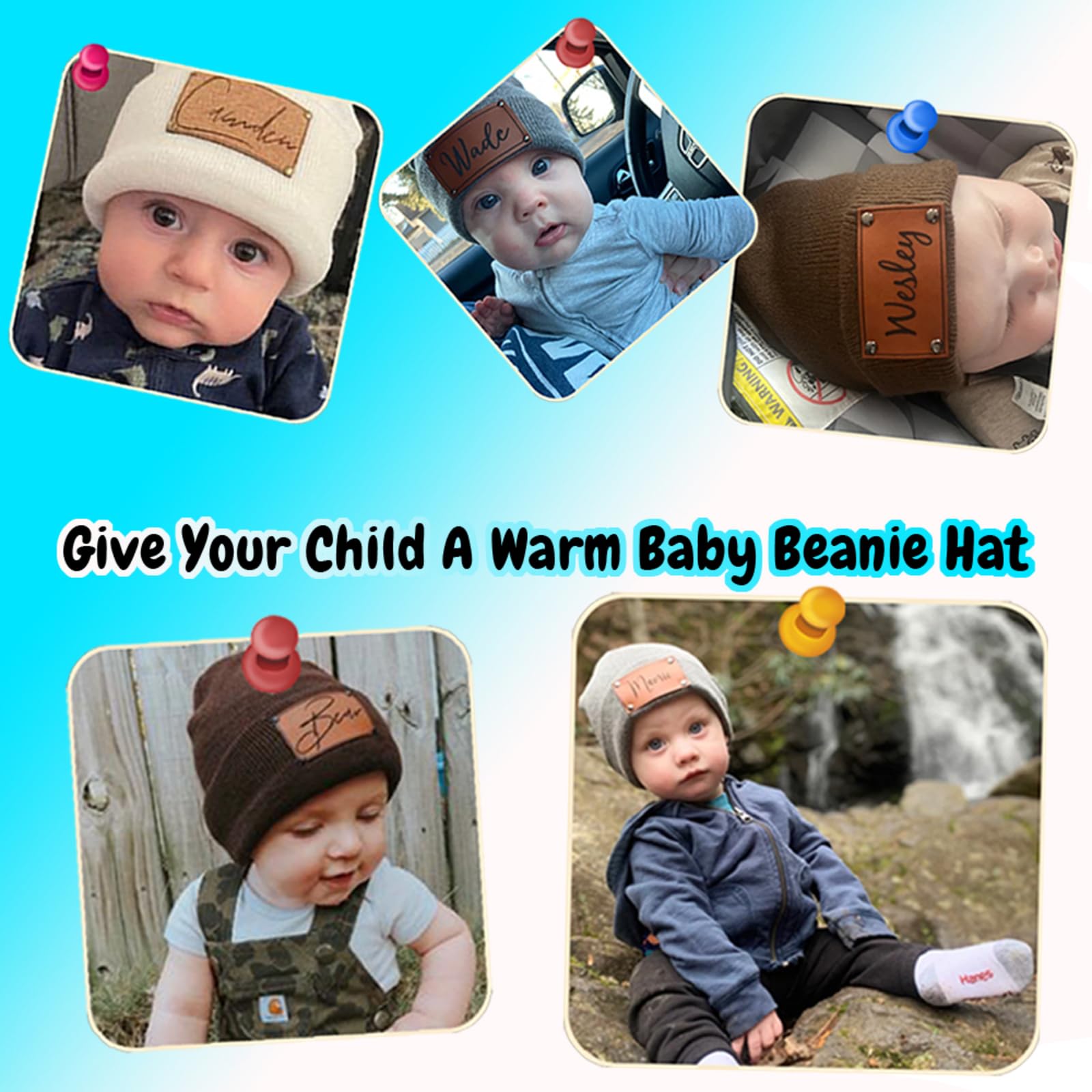 Custom Baby Beanie with Name - Personalized Toddler Winter Hat for Boys & Girls - Soft Knit Kids Beanie Gift for Christmas & Newborn Photos