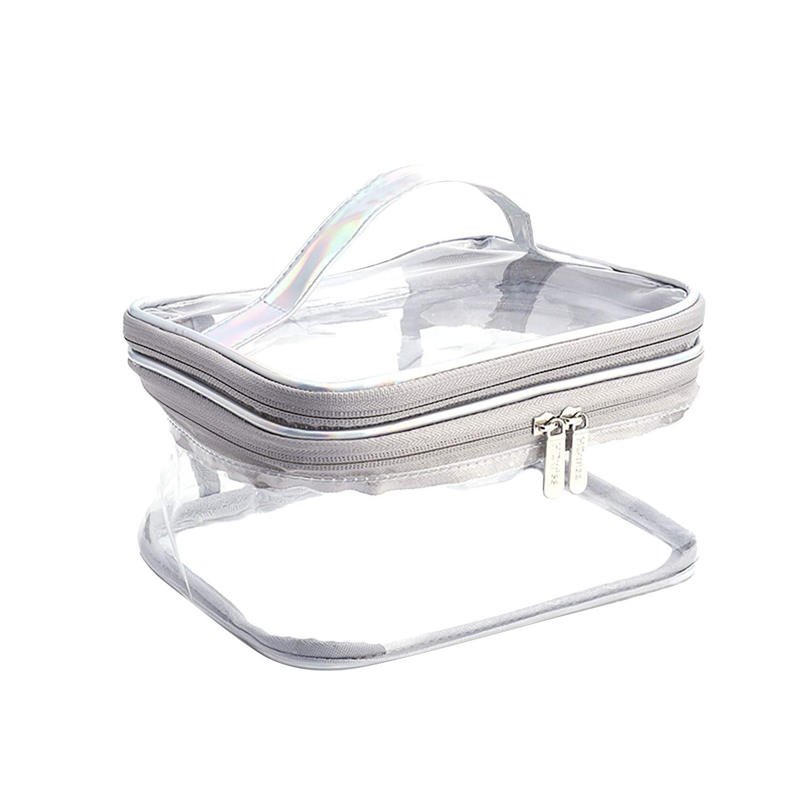 Double Layer Clear PVC Cosmetic Bag - Waterproof Makeup Pouch with Zipper for Travel & Storage - 3 Color Options - Perfect for Toiletries, Cosmetics, and Travel Essentials Organization