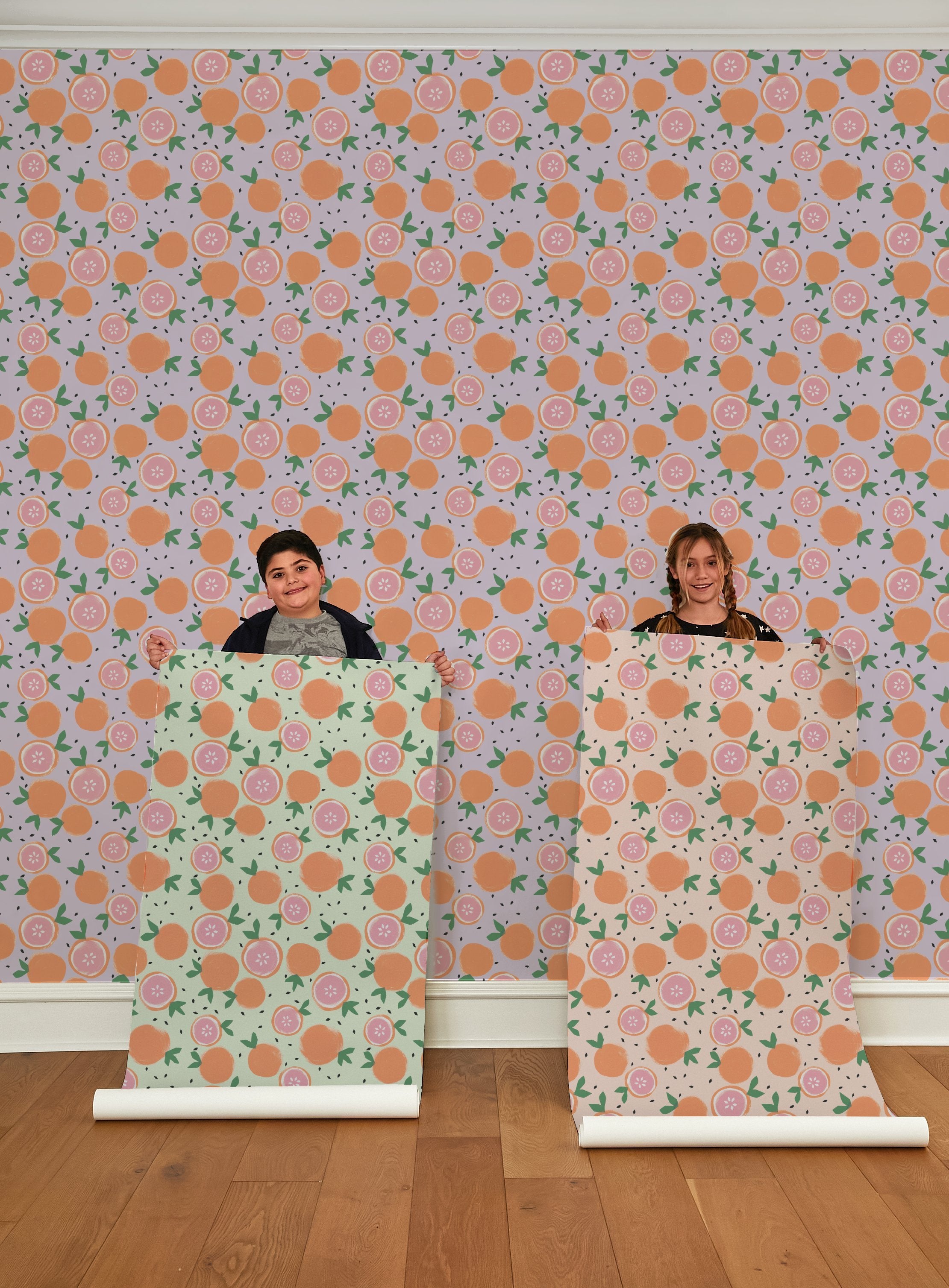 Grapefruit Peel & Stick Wallpaper - Self-Adhesive Removable Wallpaper for Kitchen, Bathroom, Bedroom Decor - Tea Collection Peach Design