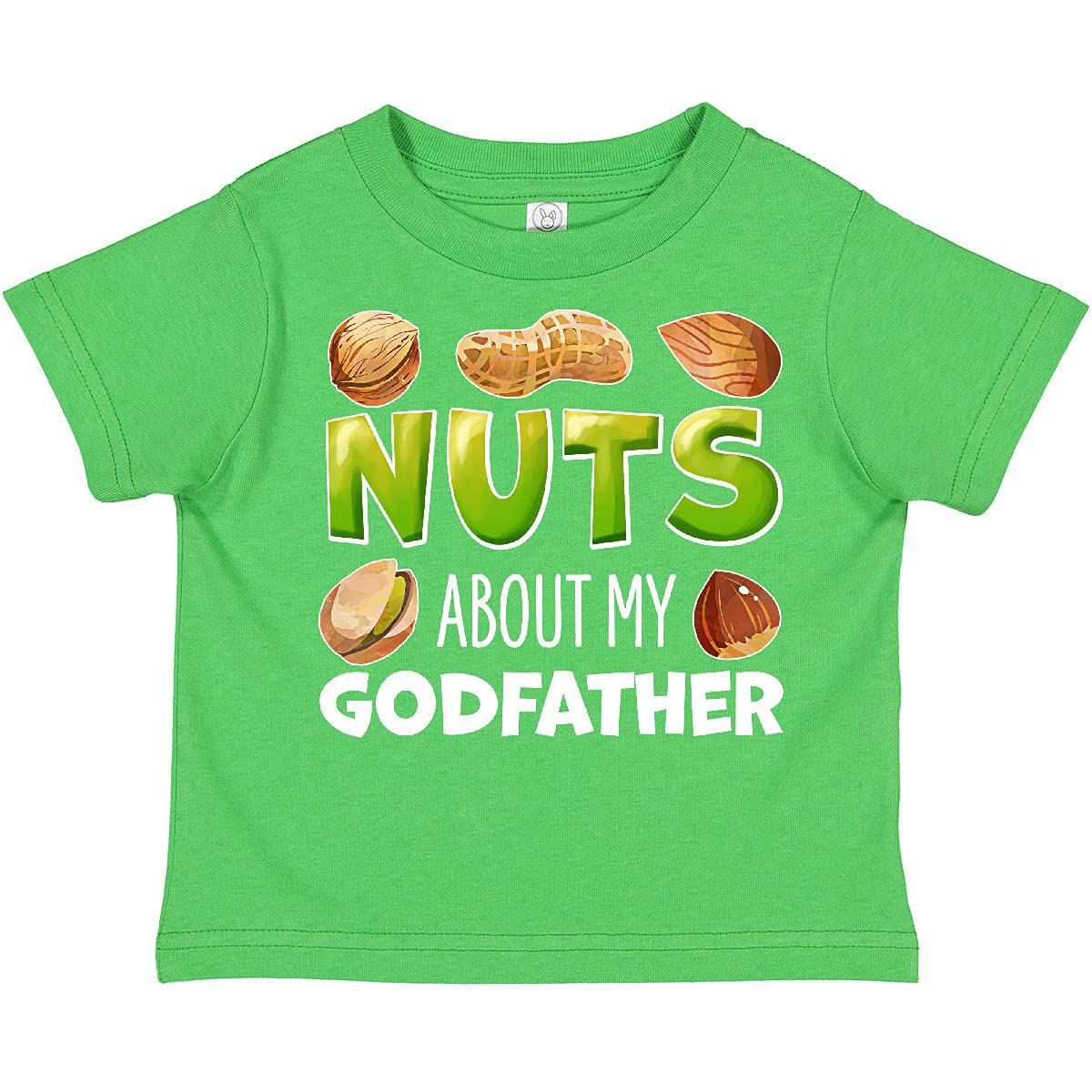 Inktastic Nuts About My Godfather Peanut Almond Pistachio Toddler T-Shirt - Cute Funny Graphic Tee for Kids, Boys & Girls - Perfect for Family Gatherings, Birthday Parties & Casual Wear