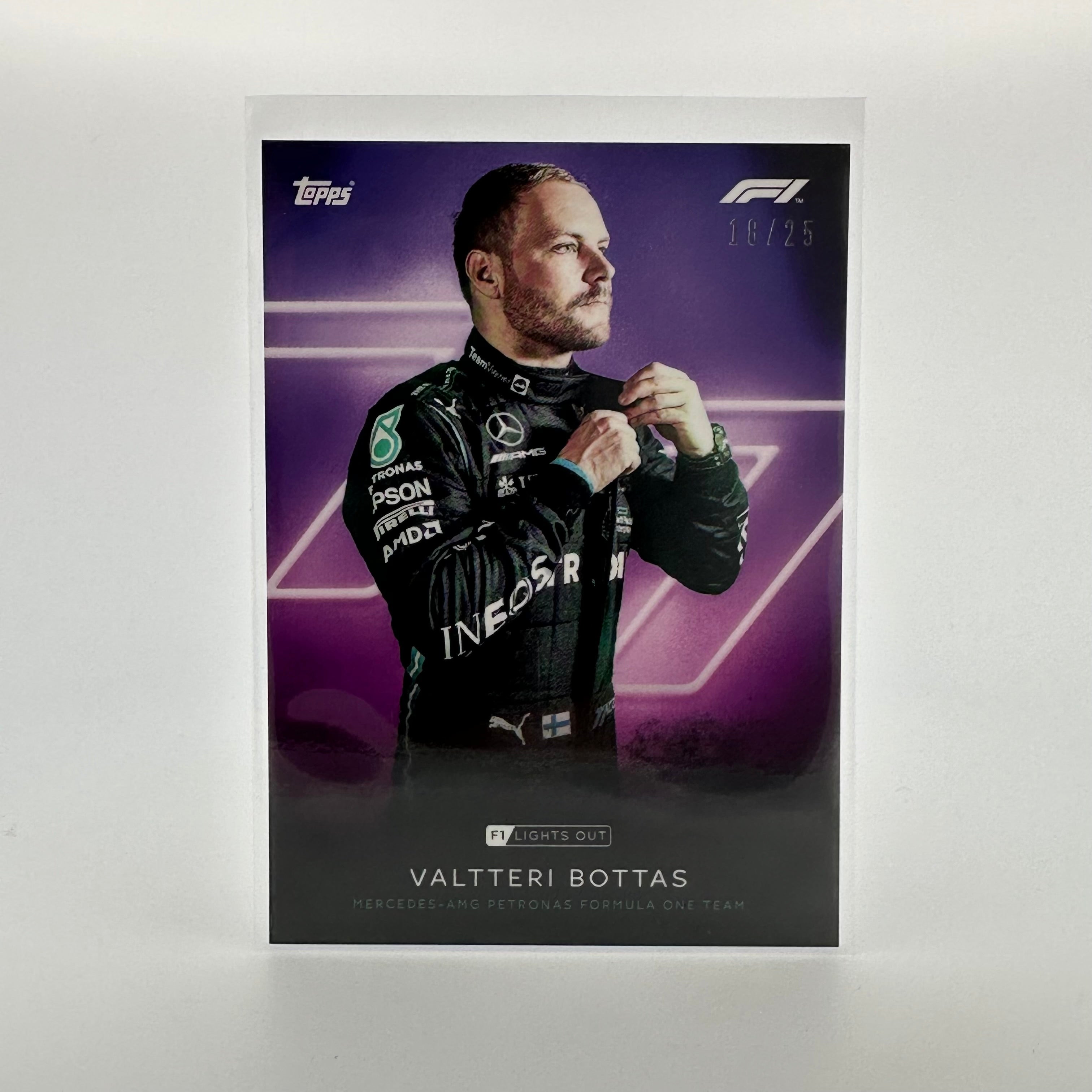 Valtteri Bottas 18/25 Purple Parallel Racing Driver Card - Collectible F1 Memorabilia for Fans & Sports Card Enthusiasts | Perfect for Display, Trading, and Gift Giving