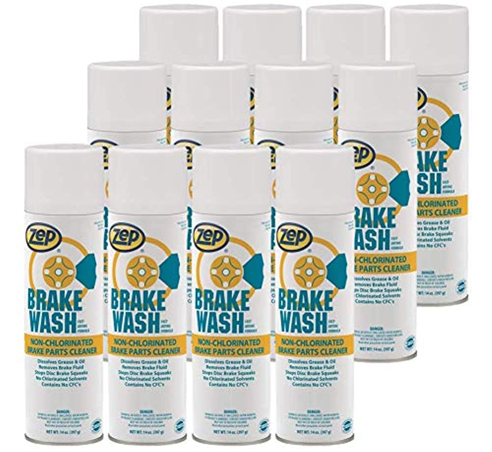 Zep Non-Chlorinated Brake Wash 14 oz Aerosol Can (Case of 12) - Professional Auto Shop Formula for Dissolving Grease, Oil, Brake Fluid & Contaminants - Ideal for Automotive Brake Maintenance & Cleaning