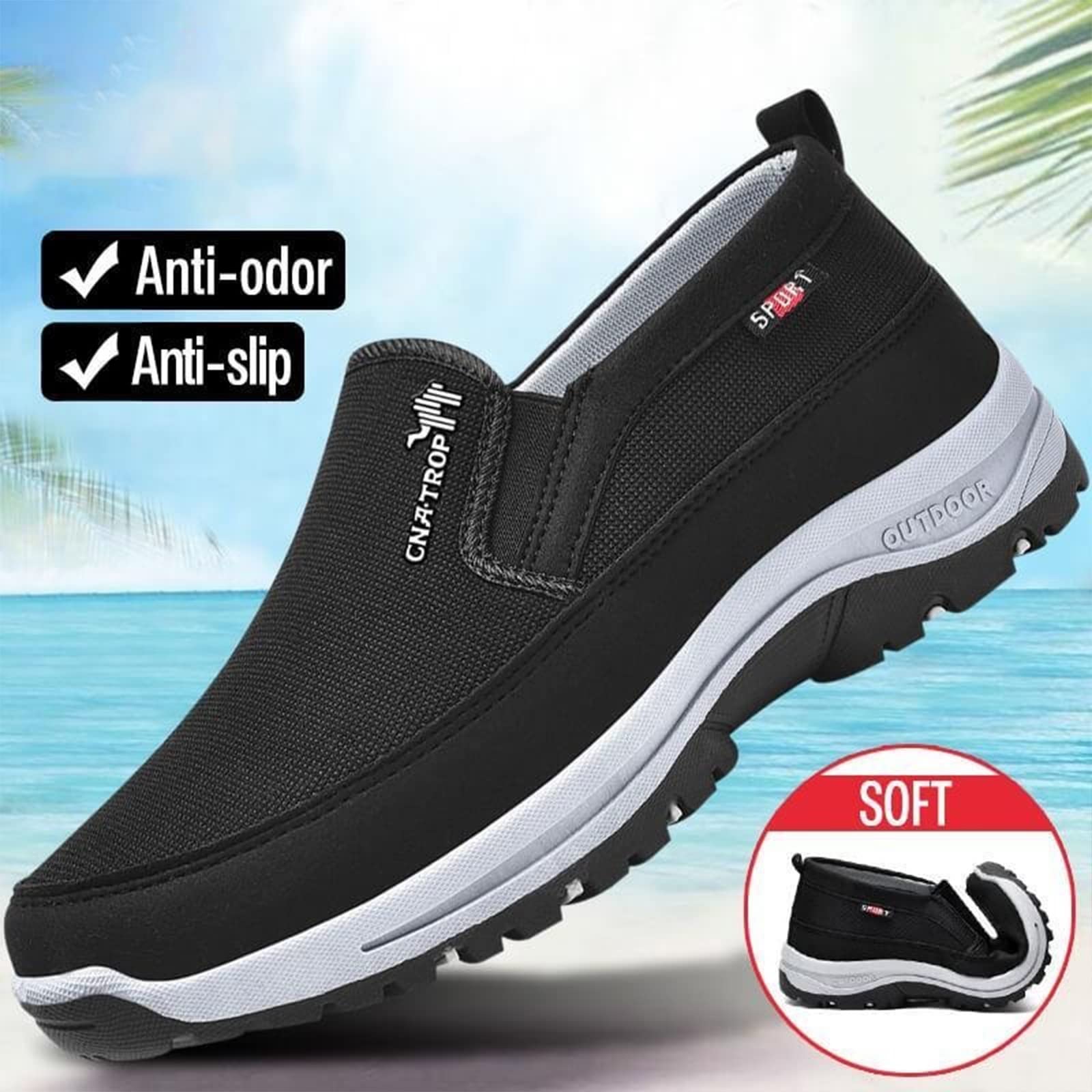 **LOVEWLVNCL Breathable Orthopedic Travel Plimsolls for Men - Lightweight Non-Slip Comfortable Casual Walking Boat Shoes (Dark Blue, Size 41 EU) - Perfect for Travel, Work & Everyday Wear**