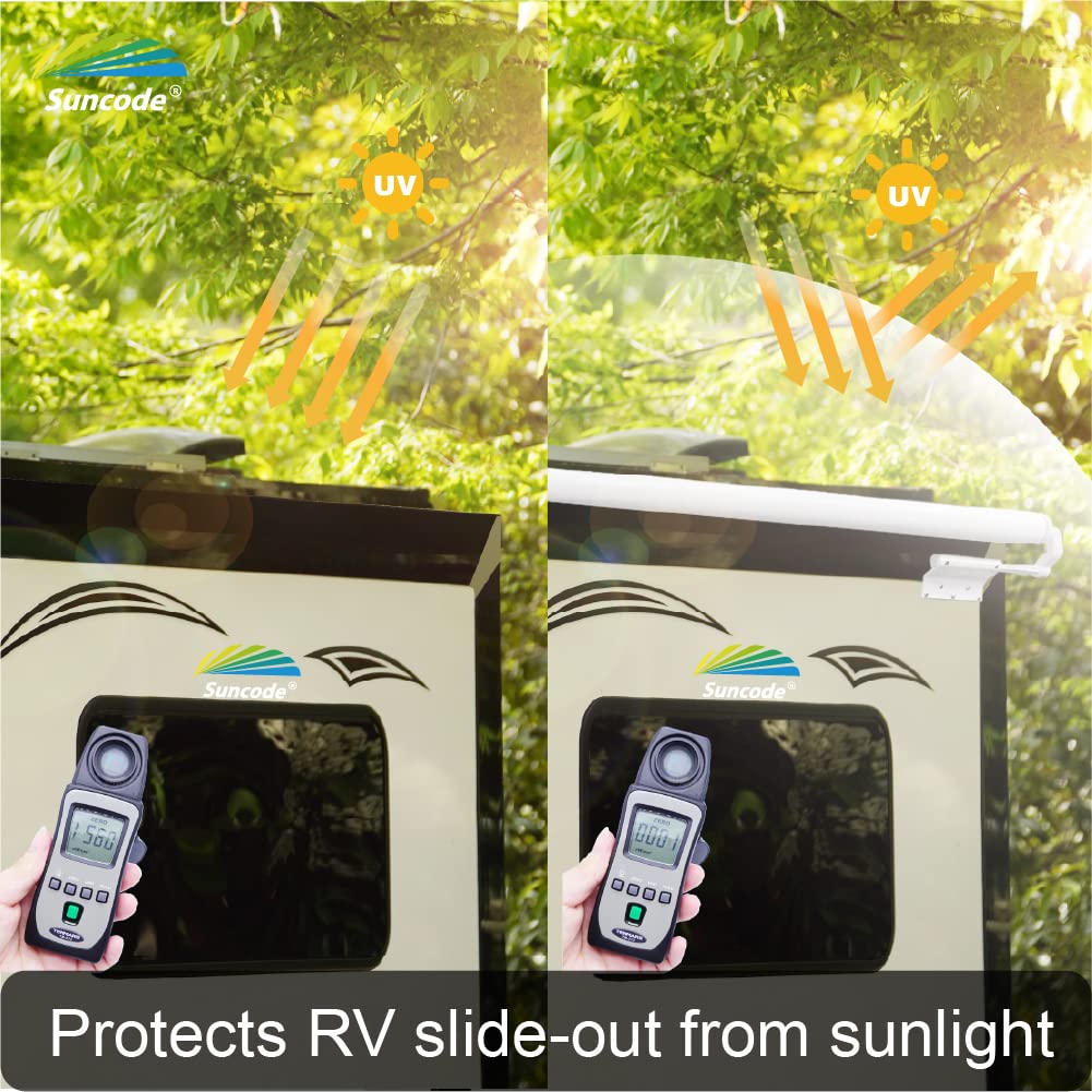 Suncode RV Slide Topper Awning - White RV Slide Out Awning Cover with Modular Design for Travel Trailers, 5th Wheels & Motorhomes (6'1