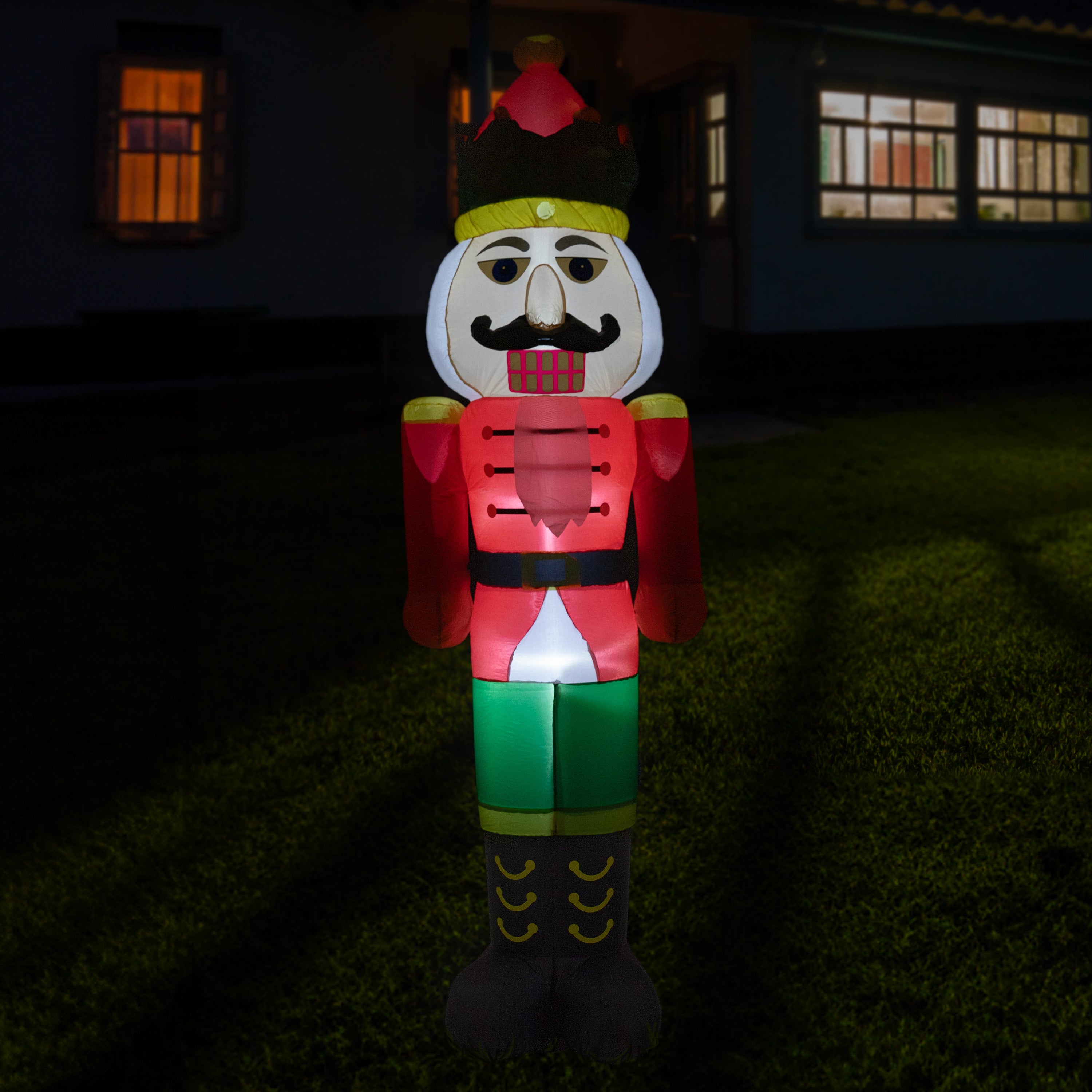 Sunnydaze 8-Foot Nathaniel the Nutcracker Inflatable Outdoor Christmas Decoration for Yard, Lawn, and Holiday Party Decor