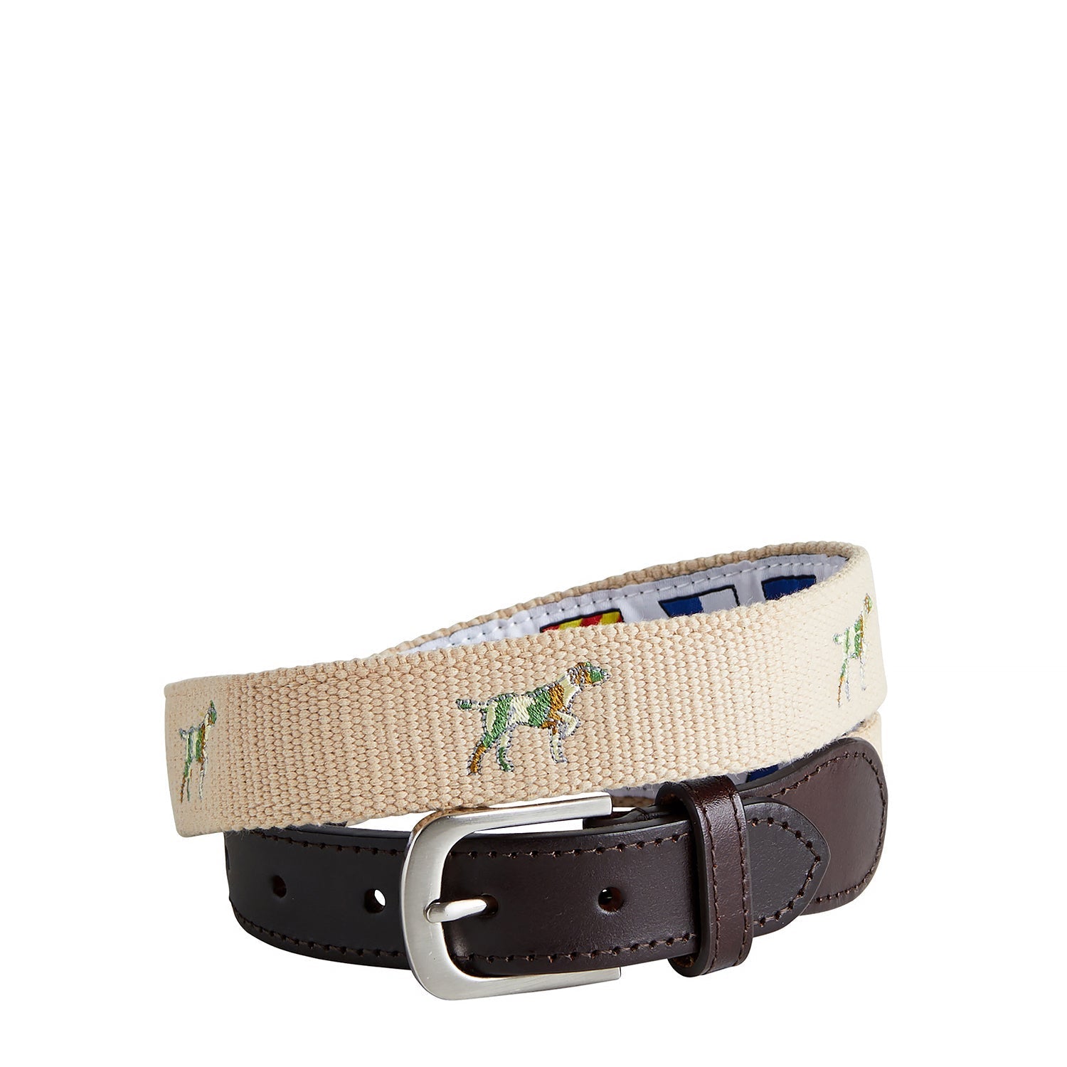 Tan Camo Dog Embroidered Bowsprit Belt - Adjustable Waist Strap for Outdoor Adventures, Hiking, and Casual Wear