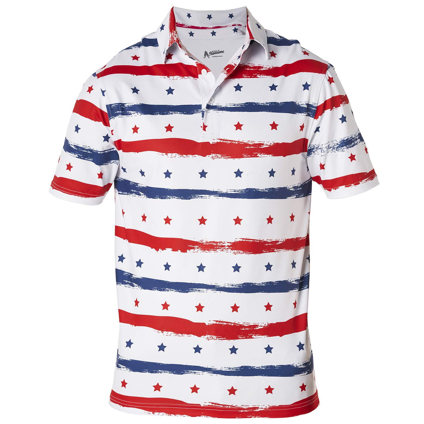 Royal & Awesome American Flag Golf Shirt - Patriotic USA Golf Polo for Men - Perfect for 4th of July, Memorial Day & Golf Tournaments