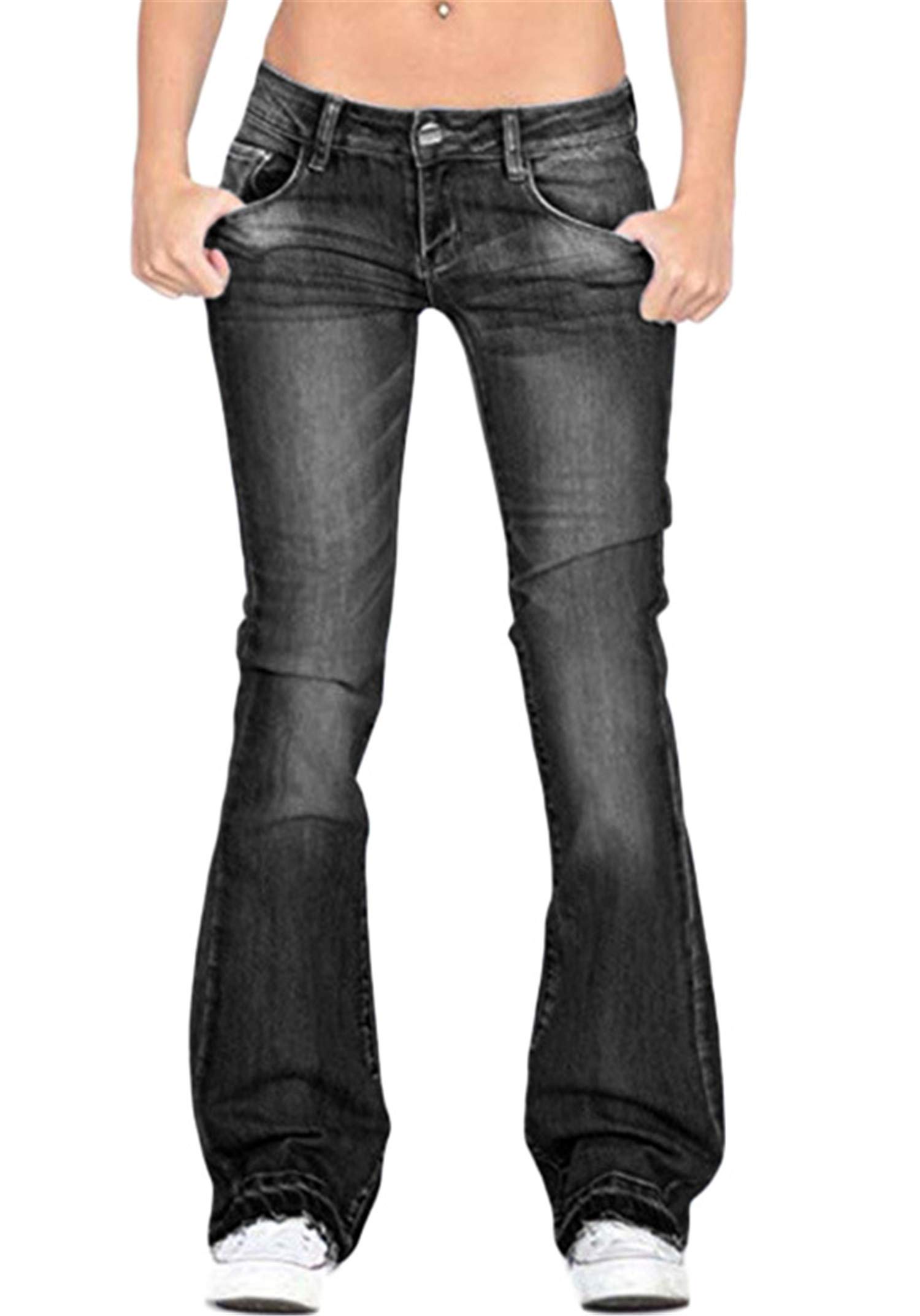 Andongnywell Women's High Rise Stretch Denim Jeans - Slimming Wide Leg Flare Bell Bottom Pants for Casual & Office Wear | Trendy Plus Size Fashion
