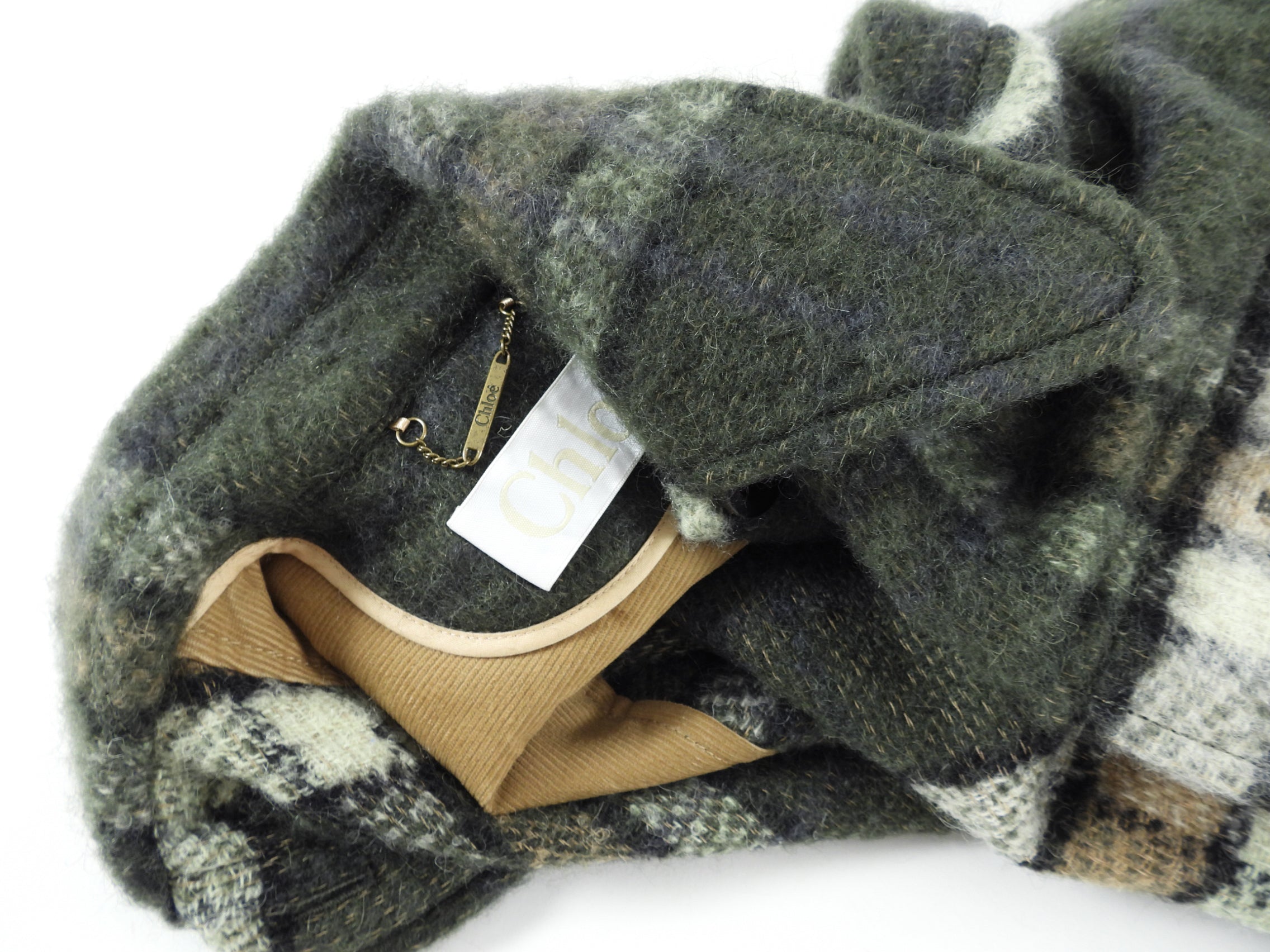 Chloe Dark Green Check Blanket Coat Shacket for Women - XS/S - Warm Plaid Overshirt Jacket for Fall & Winter Fashion, Outdoor Activities and Casual Wear