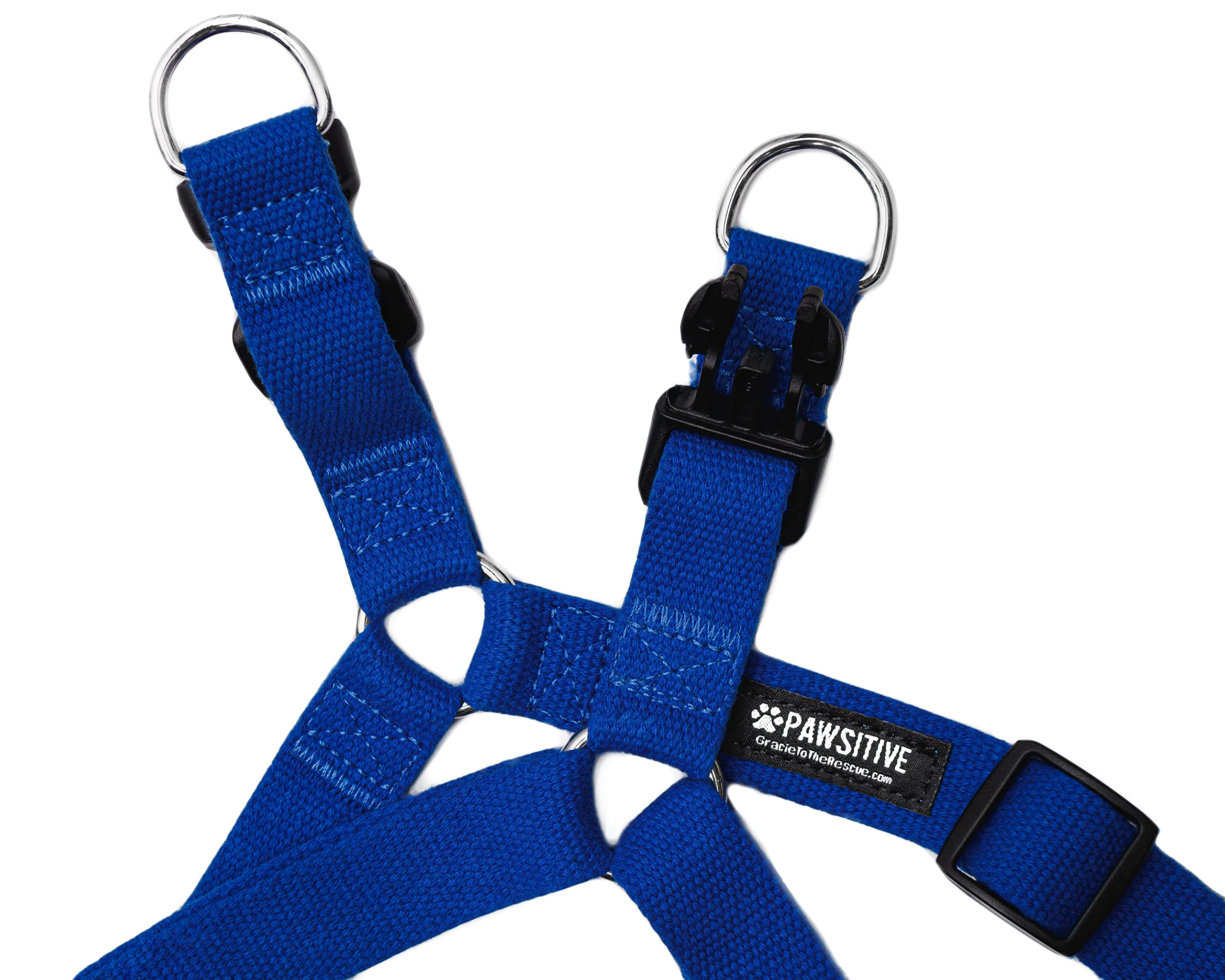 Pawsitive Hemp Dog Harness - Adjustable Step-in Design, Soft Hypoallergenic Material for Small Medium Large Dogs - Large Blue - Perfect for Walking, Training & Outdoor Adventures