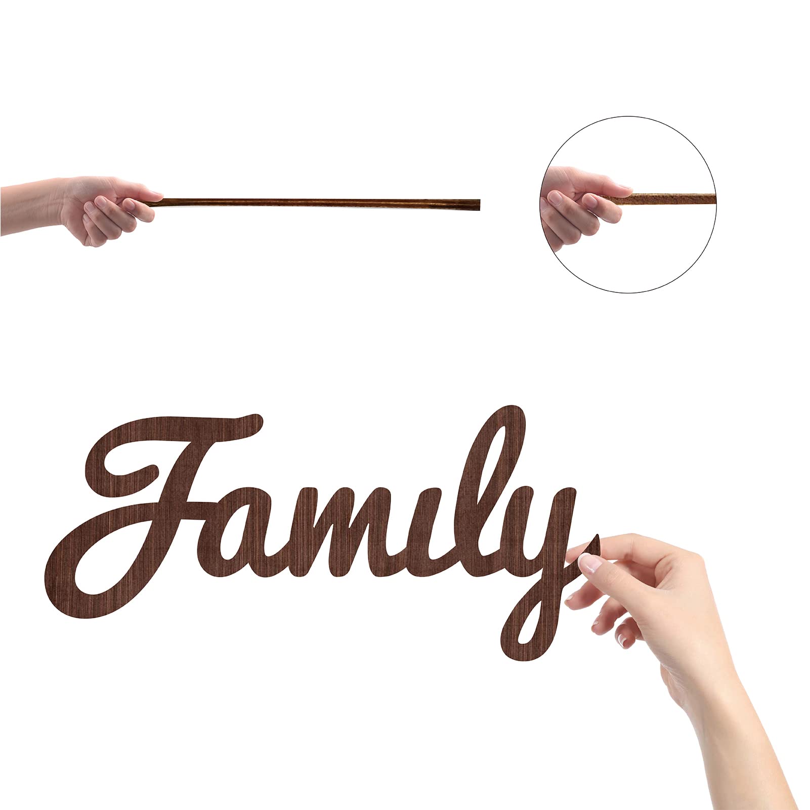 CREATCABIN Wooden Cutout Sign - Rustic Farmhouse Family Letter Wall Art Decor, Brown, 11.9 x 5.5 Inch - Perfect for Housewarming Gifts, Front Door Entryway & Home Decoration