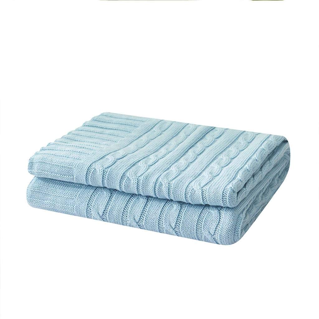 HUOLEO Soft 100% Cotton Knit Blanket - Cable Braided Throw Blanket for Sofa, Bed & Home Decor - 47x71 Inches (120x180cm) - Cozy & Breathable for Living Room, Bedroom & Outdoor Use