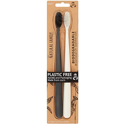 Eco-Friendly Biodegradable Toothbrushes Twin Pack - Natural Bamboo Toothbrushes for Adults & Kids | Sustainable Oral Care for Home, Travel & Camping