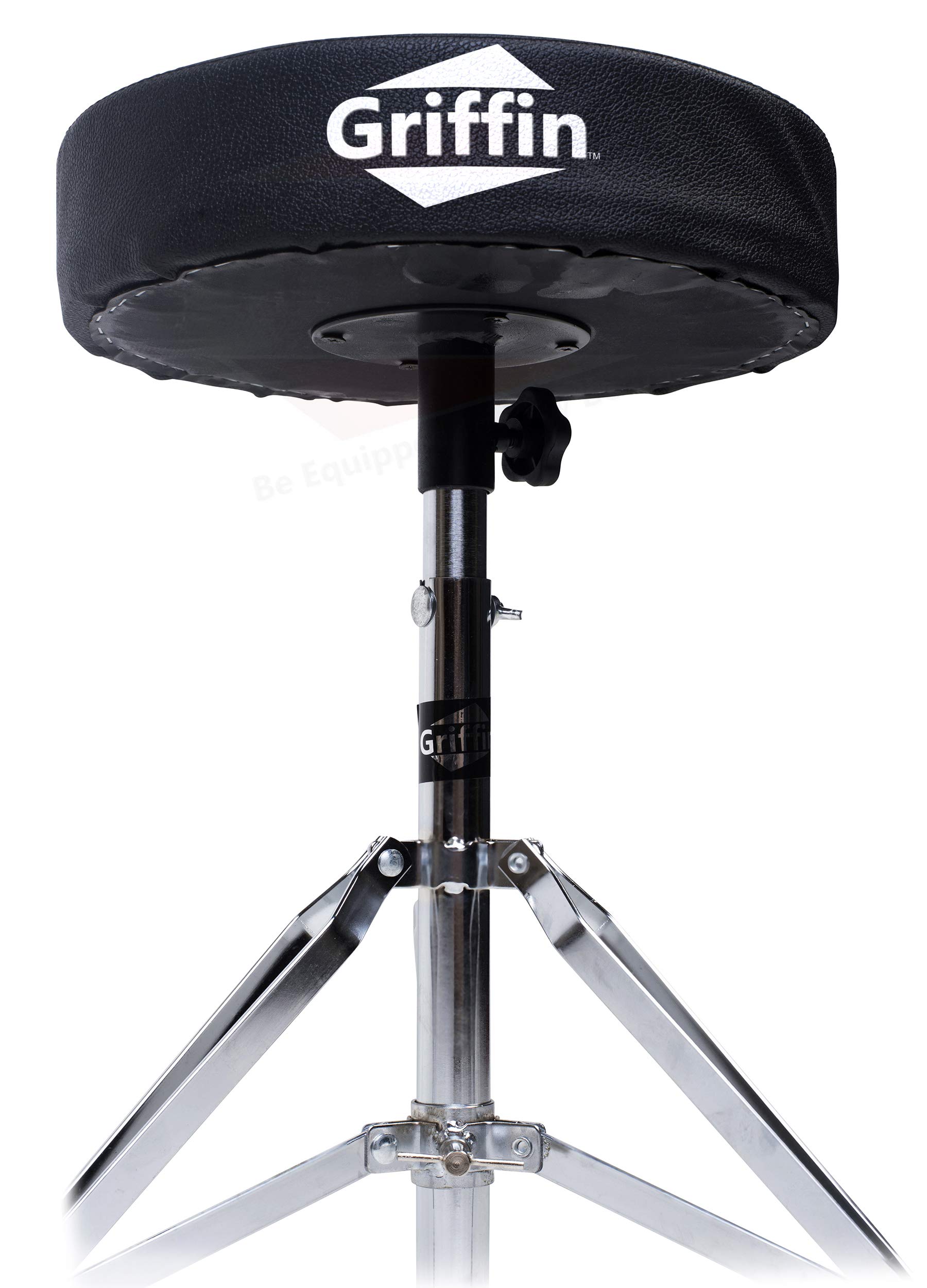 Griffin 3-Piece Drum Set - Single Kick Bass Pedal, Drum Throne & Snare Stand | Heavy-Duty Double Chain Drive Pedal & Adjustable Drum Seat | Perfect for Rock, Metal & Live Performances | Home Studio & Professional Drum Kit Accessories