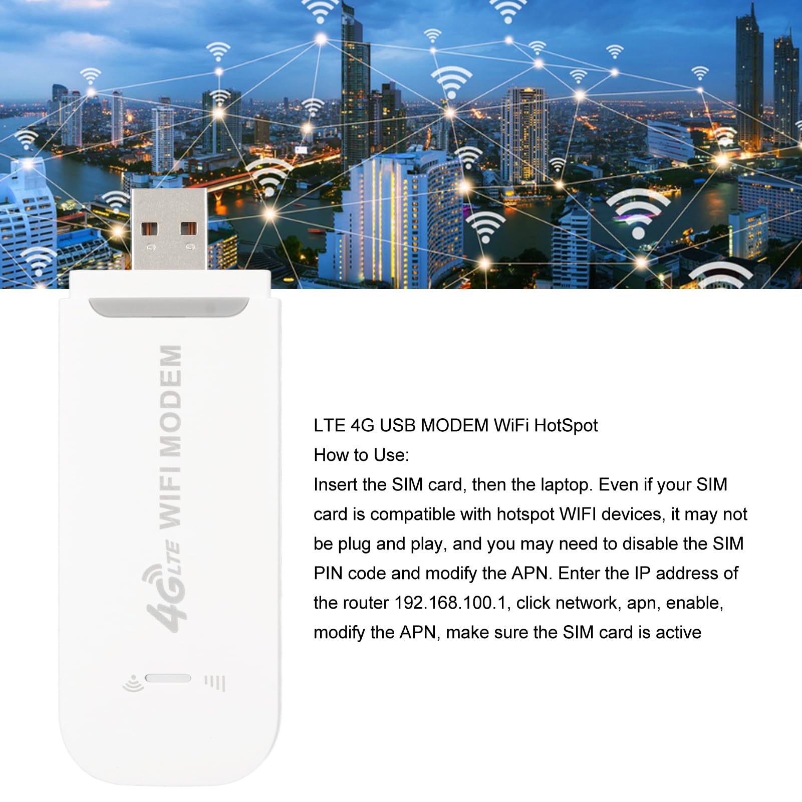 4G LTE USB WiFi Modem - Portable Hotspot for Travel & Work