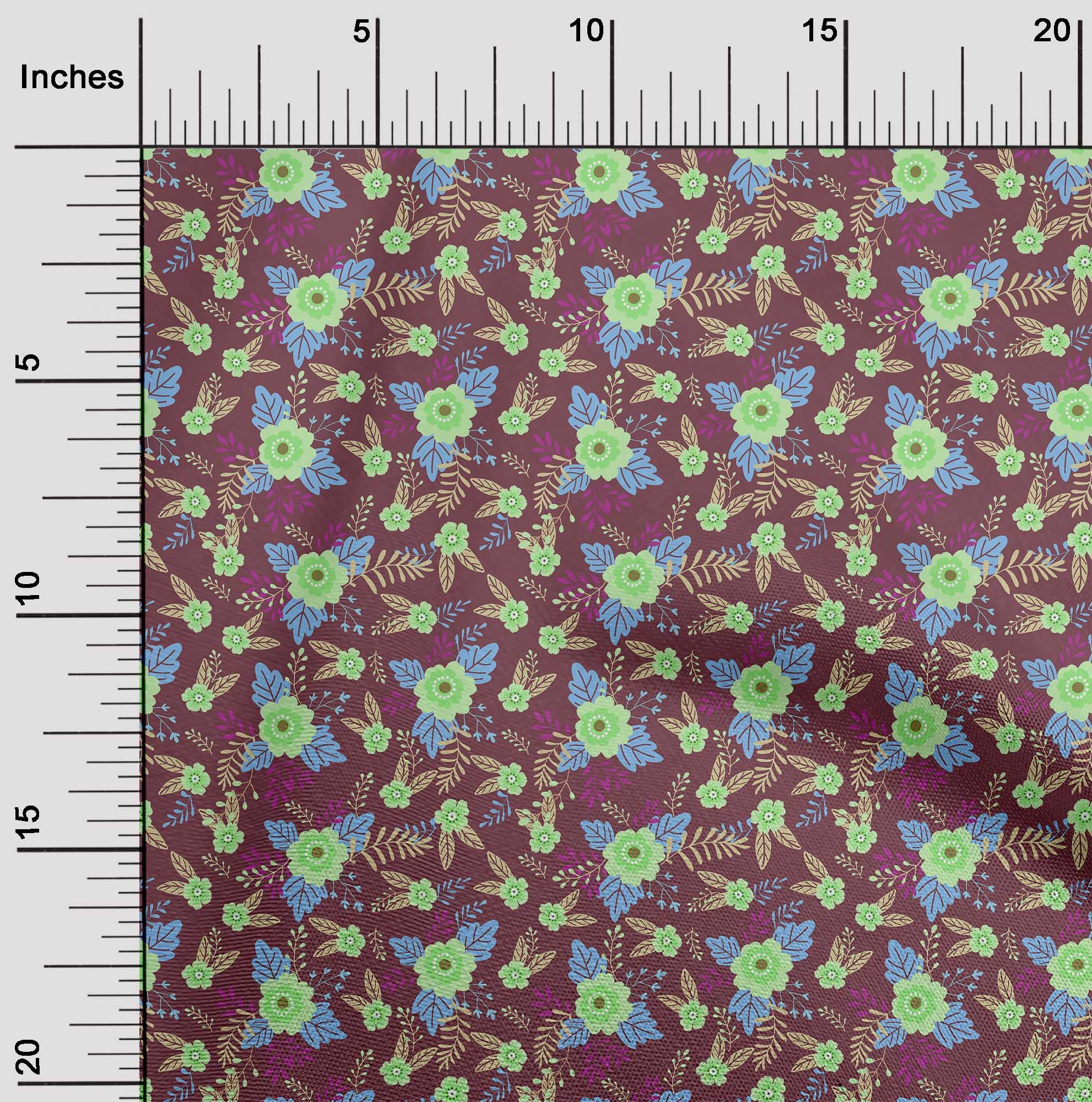 Premium 100% Cotton Poplin Twill Fabric - Pink Floral Print Dress Material for Kids (56