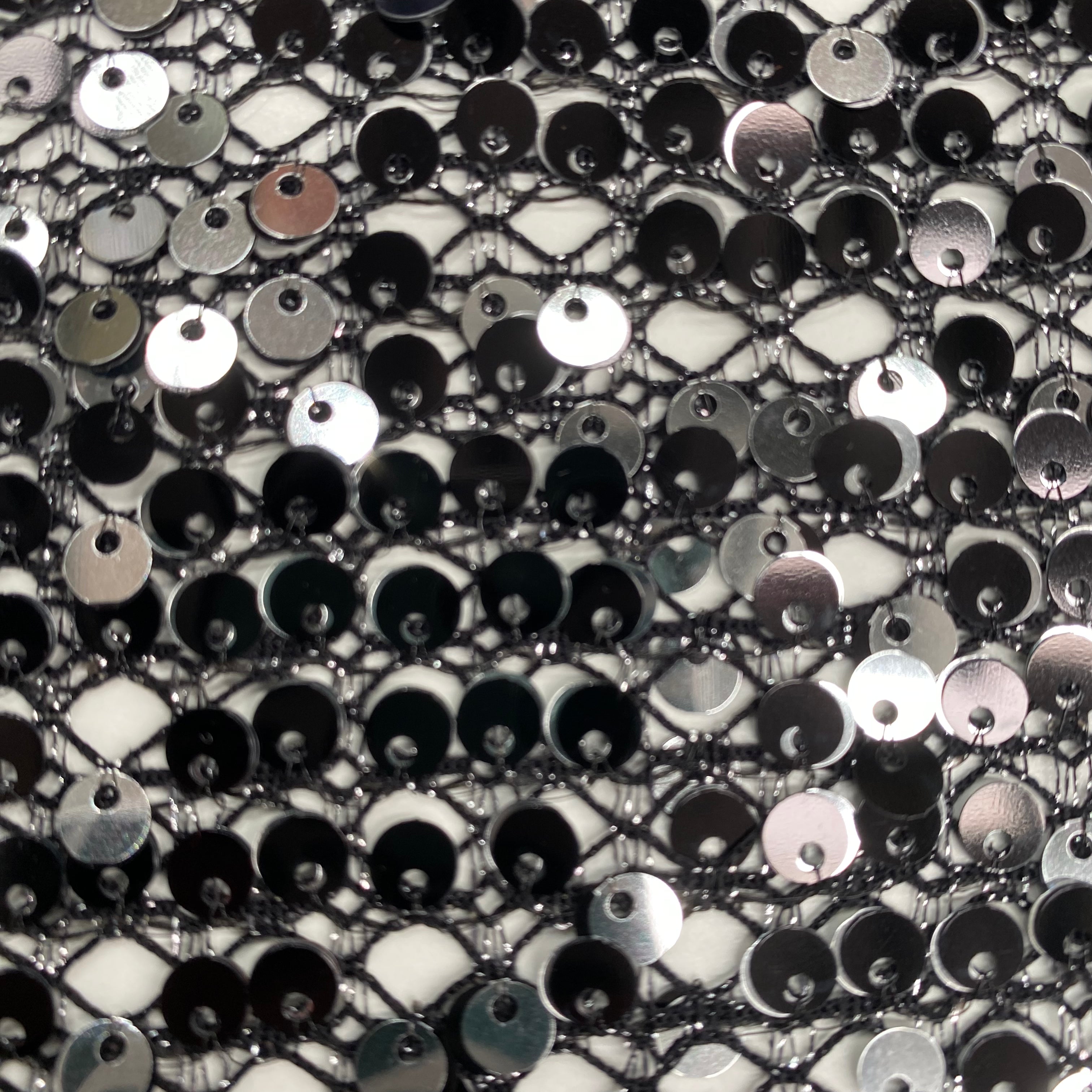 Glitter Sequin Mesh Fabric - Black & Silver Sparkle Material for DIY Costumes, Party Decor, and Fashion Accessories - Perfect for Dresses, Bags, and Home Decoration