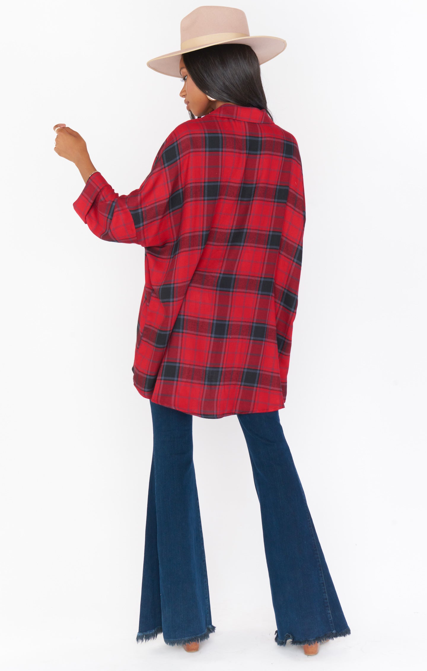 Lorolie Women's Dundee Plaid Tunic Top - Stylish Casual Long Shirt for Work, Outfits & Everyday Wear