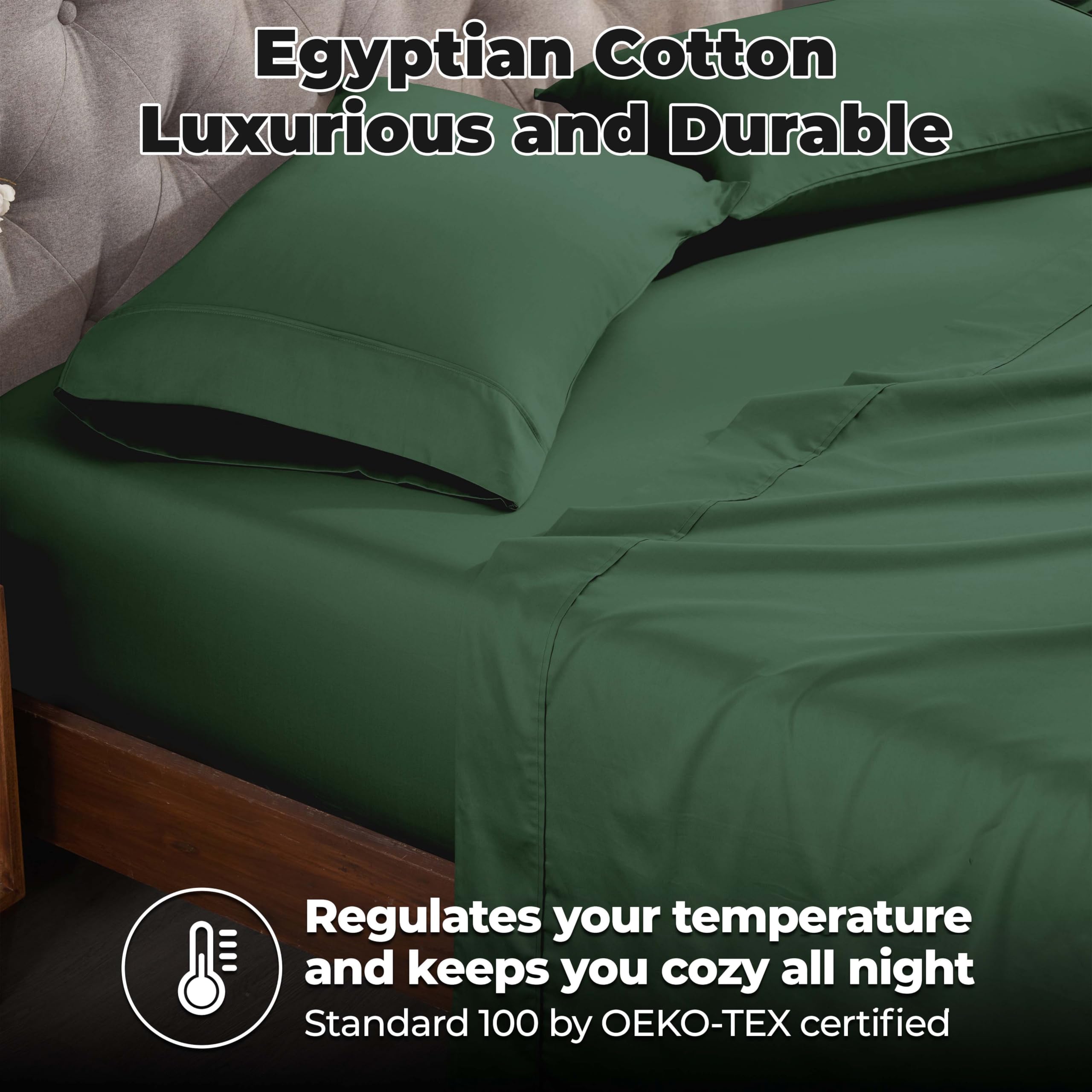 Premium 400 Thread Count 100% Egyptian Cotton Sheet Set - Soft Sateen Weave, Hotel Style, 18