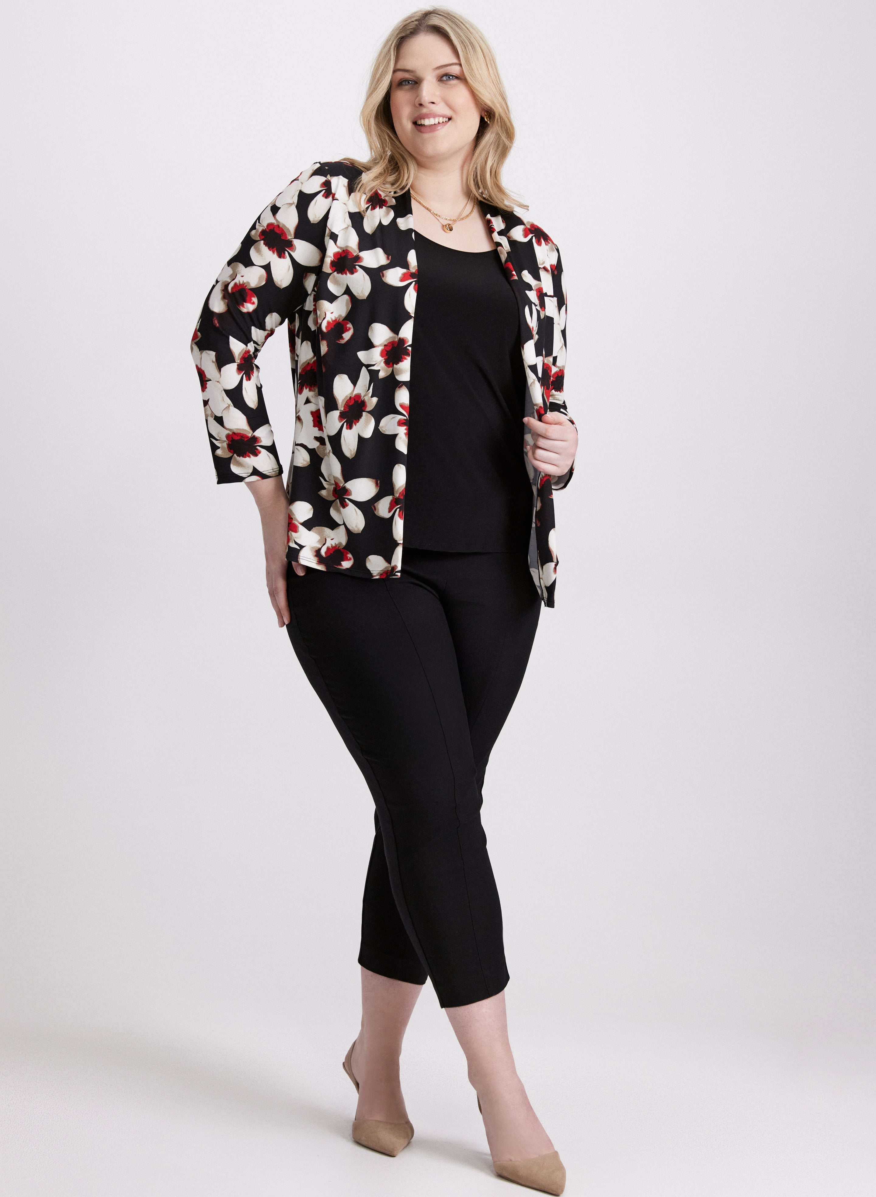 Floral Print Layered Illusion Tops for Women - Elegant Blouse for Date Night, Party & Special Occasions
