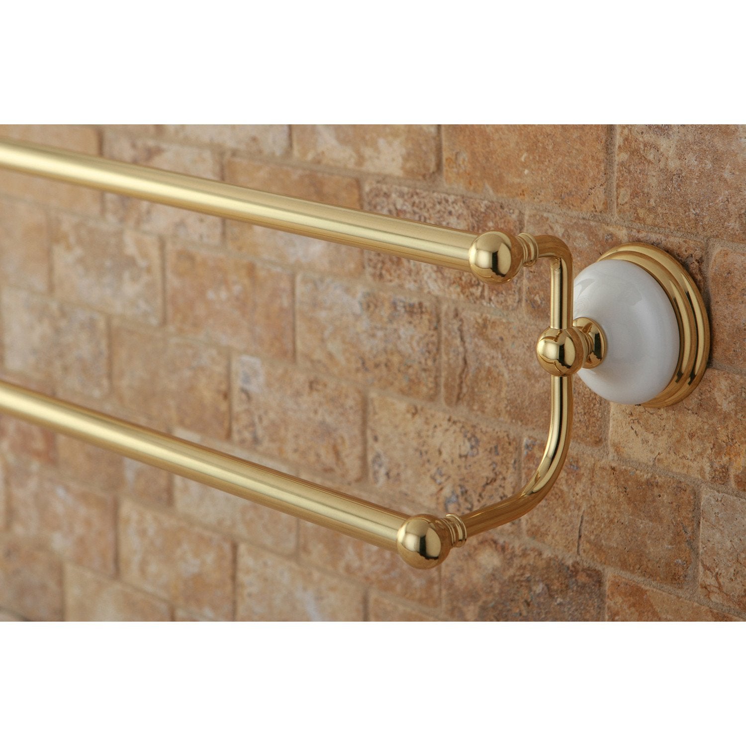 Polished Brass 24-Inch Double Towel Bar - Bathroom Towel Rack for Hanging & Organizing Towels - BA1113PB - Perfect for Bathrooms, Spas, and Guest Rooms