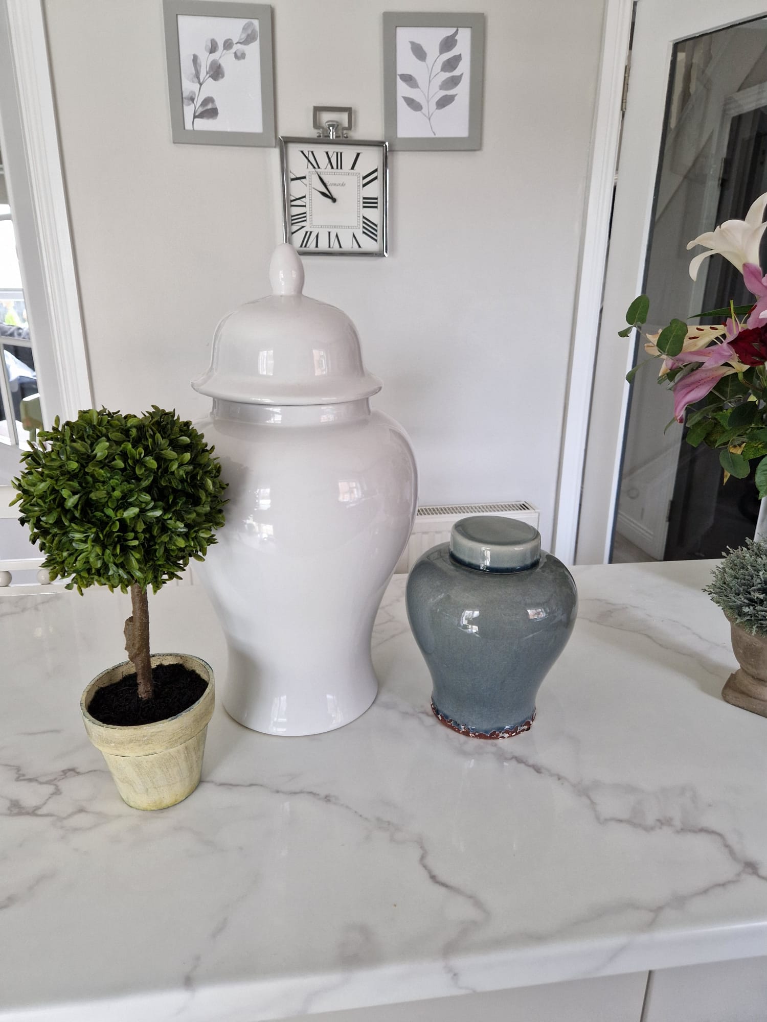 Artificial Boxwood Ball Topiary in Brown Pot - Perfect for Indoor & Outdoor Home Decor, Office, and Garden Landscaping