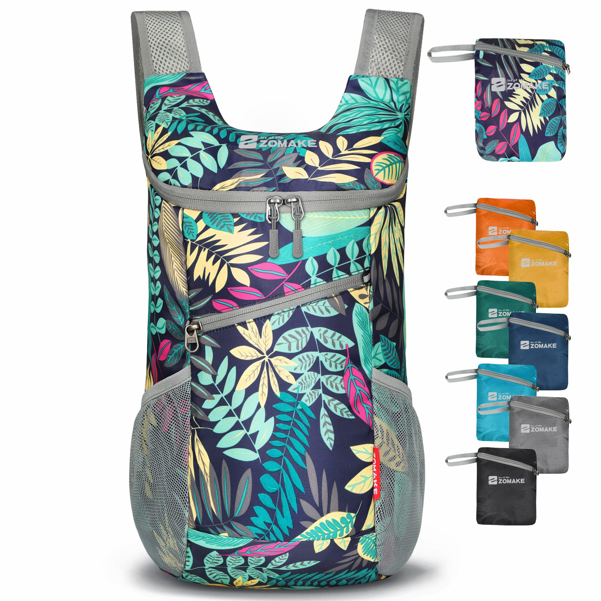 ZOMAKE 14L Lightweight Foldable Hiking Backpack - Water Resistant Packable Daypack for Outdoor Camping, Travel & Daily Use - Perfect for Hiking, Gym, School & Commuting (Multicolor)