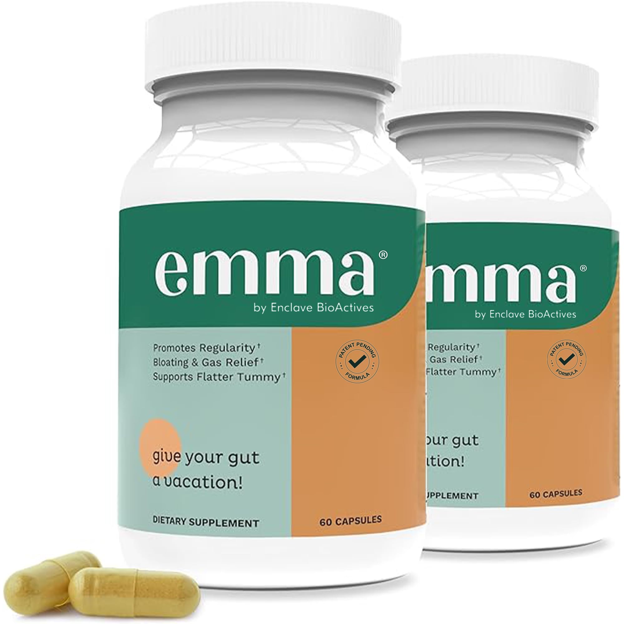 Emma Gut Health Probiotics - 2 Pack (120 Capsules) - Gas & Bloating Relief, Constipation Support, Leaky Gut Repair - Digestive Cleanse & Gut Flora Restoration - Natural Laxative Alternative - Promotes Regular Bowel Movements - Ideal for Digestive Discomfort, IBS Relief & Daily Gut Maintenance