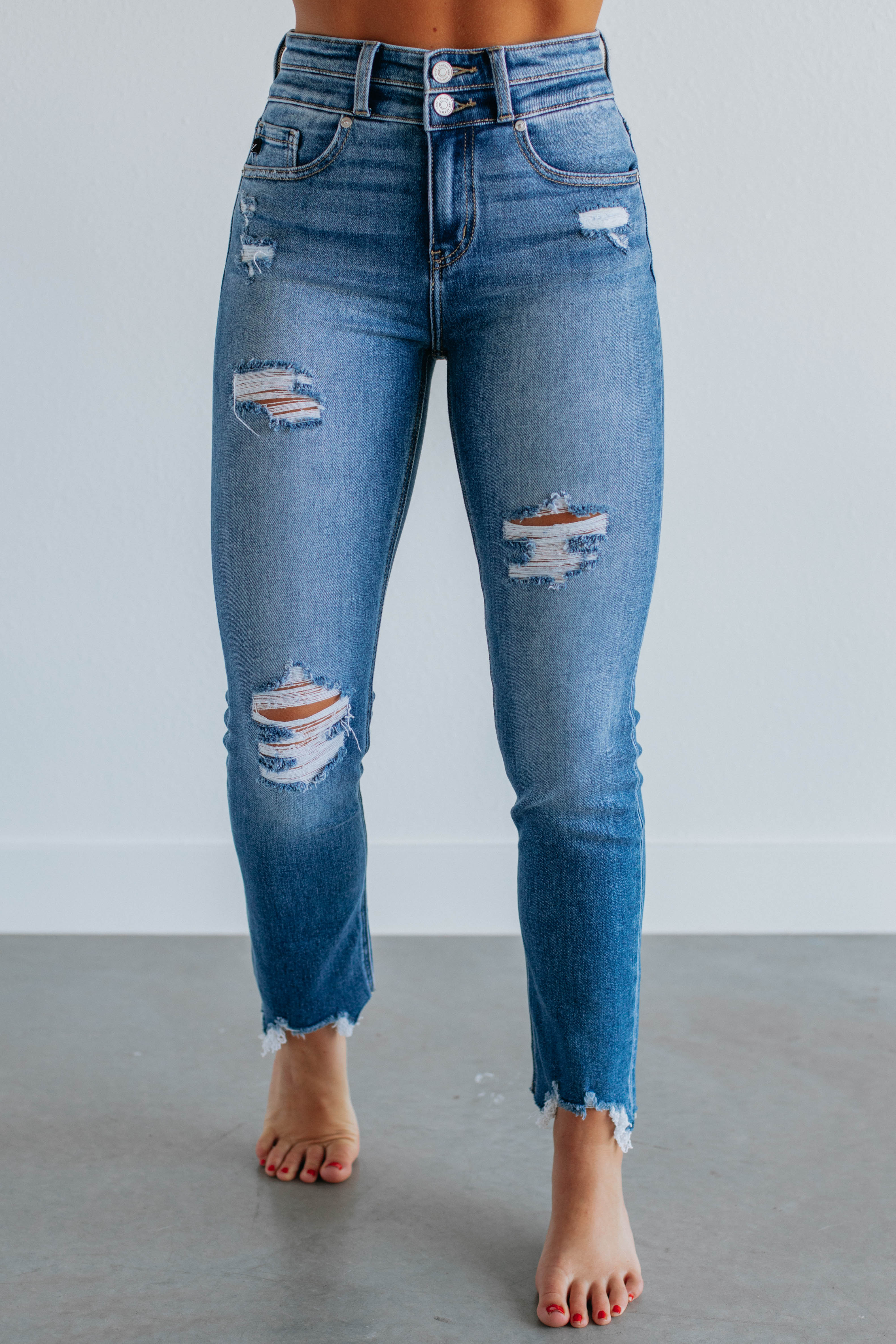 Jagger KanCan Jeans for Women - Medium Wash Distressed Denim Skinny Jeans - Perfect for Casual Wear, Night Out & Everyday Fashion