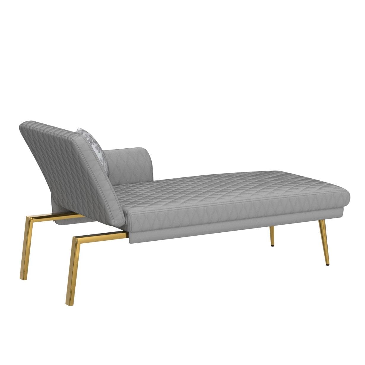 Modern Velvet Chaise Lounge Chair with 3 Reclining Positions - Convertible Recliner to Bed, Adjustable Futon Sofa Sleeper for Living Room, Bedroom, Apartment, Dorm & Office - Soft Grey Velvet Upholstery - Perfect for Lounging, Napping & Small Space Living