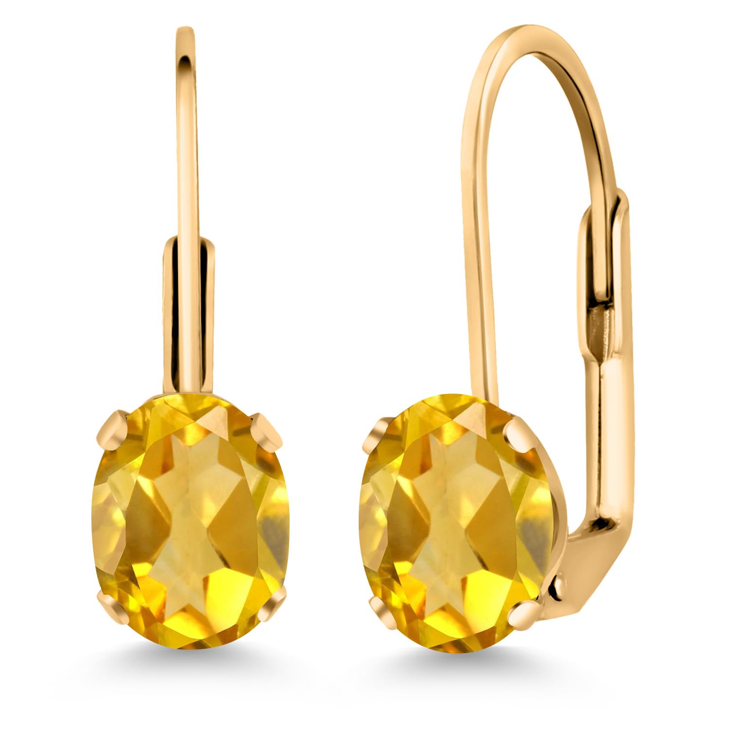 Yellow Citrine Gold Plated Earrings for Women - November Birthstone Gift