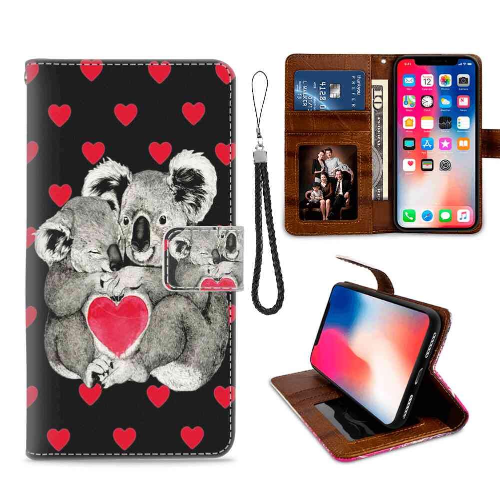 Cute Koala Wallet Phone Case for Apple iPhone XR (6.1 Inch) - Slim Protective Cover with ID Card Slot & RFID Blocking | Perfect for Daily Use, Travel, and Hands-Free Convenience