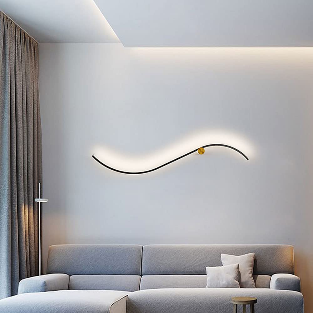 Modern Linear Wall Sconce LED Light Fixture - Curved Wall Mount Lighting for Bedroom, Living Room & Home Decor | Energy-Efficient Indoor Wall Wash Lights for Ambient & Accent Lighting (Perfect for Hallways, Staircases & Gallery Walls)