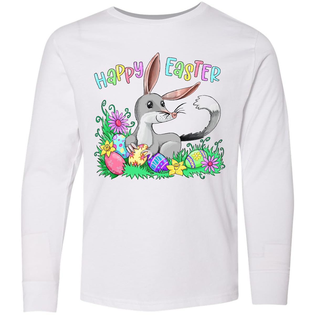 Inktastic Happy Easter Cute Easter Bilby Youth Long Sleeve T-Shirt - Fun Holiday Outfit for Kids Easter Celebrations & Family Gatherings
