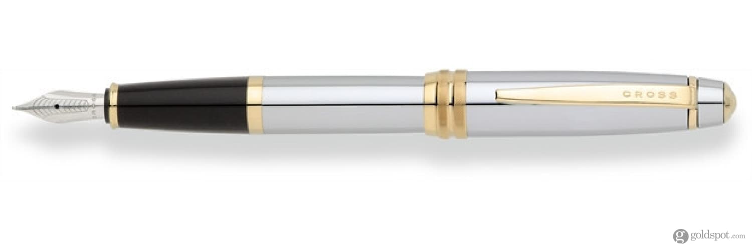 Premium Cross Bailey Fountain Pen - Medalist Chrome with Gold Trim, Medium Nib - Ideal for Writing, Journaling & Gift Giving