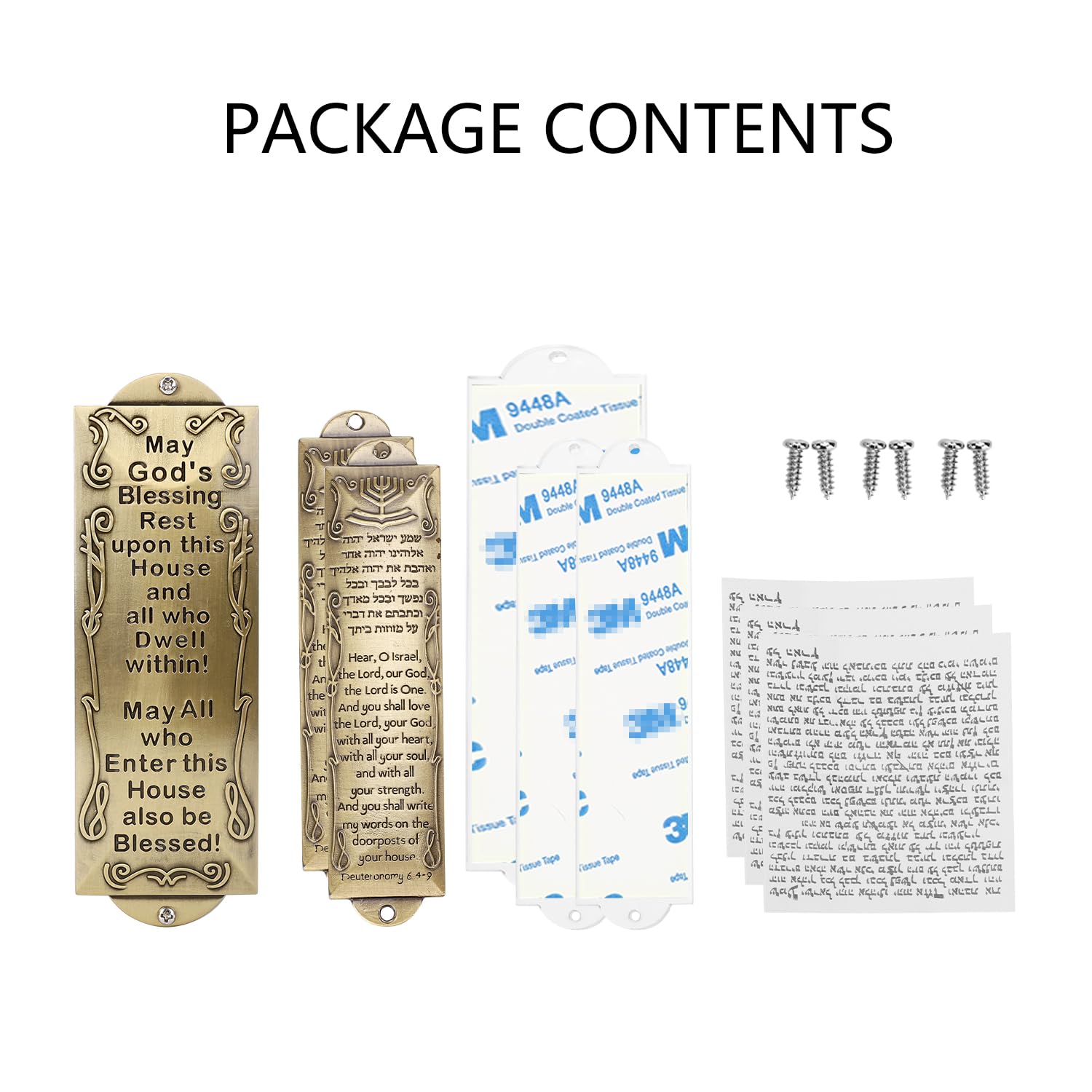 BRTAGG Set of 3 Mezuzahs with Double Sided Tape - Includes Non Kosher Scrolls (6