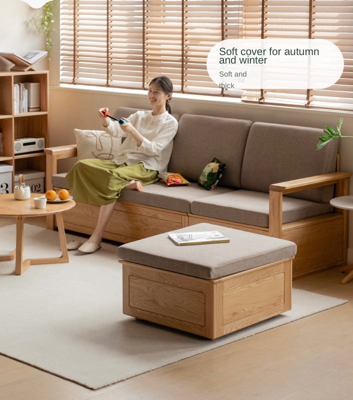 Solid Oak Wood Storage Box for Sofa - Organize Living Room, Bedroom, or Office with Stylish Wooden Storage Solution