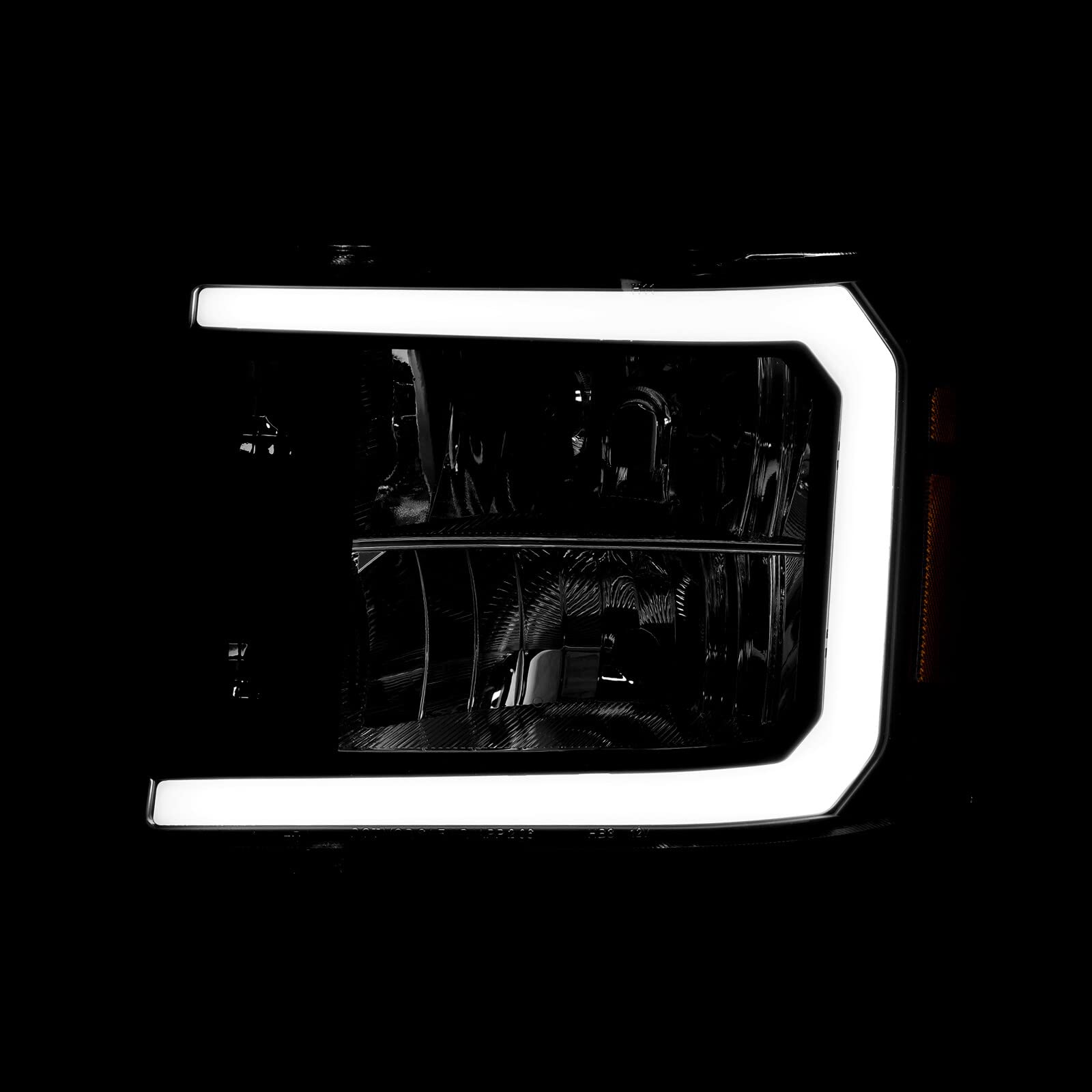 LED DRL Headlights for GMC Sierra 2007-2014 - Black Housing, Amber Reflectors - Upgrade Your Truck Lighting