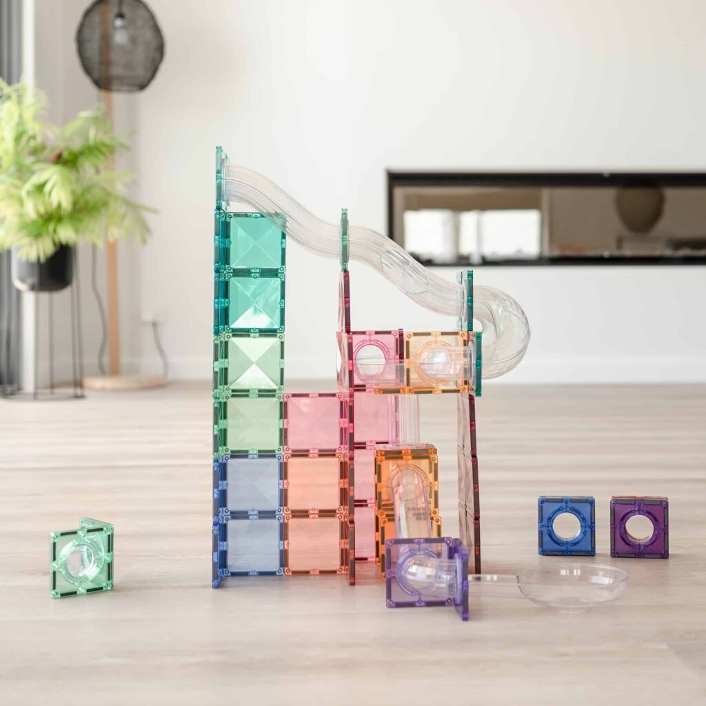 Connetix Magnetic Tiles Pastel Ball Run 80 Piece Pack - STEM Educational Building Toys for Kids, Creative Construction Playset for Indoor & Outdoor Fun