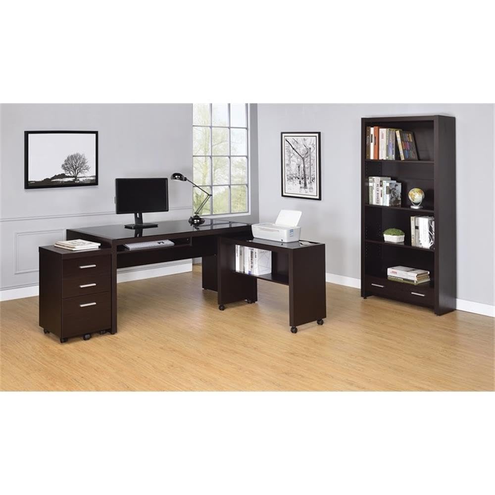 Home Square 3-Piece Office Furniture Set - Computer Desk, Bookcase & Ergonomic Chair for Home Office, Study Room or Workspace