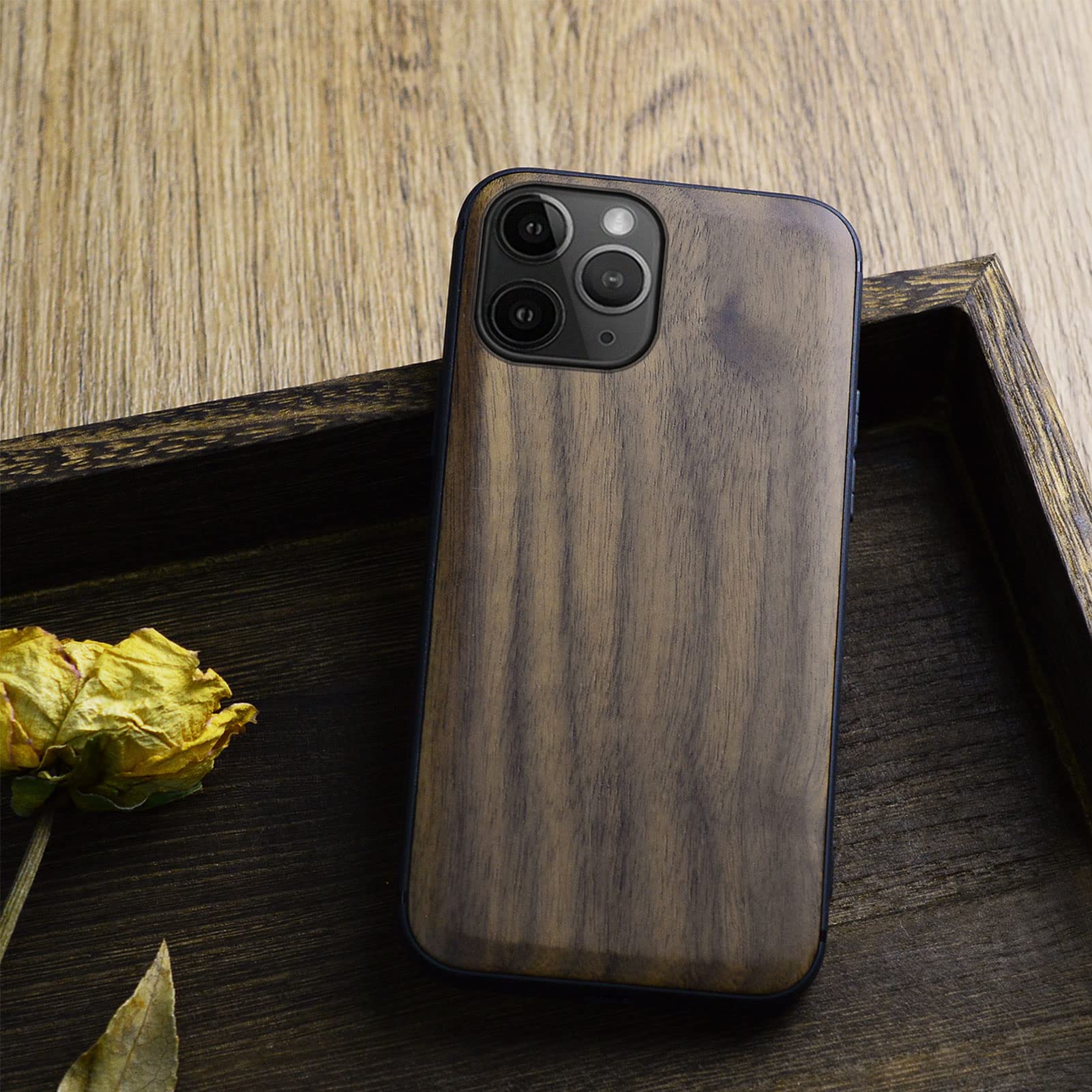 Carveit Real Wood iPhone 11 Pro Max Case - Hard Walnut Wood & Black Soft TPU Shockproof Protective Cover - Durable Wooden Phone Case for Apple iPhone 11 Pro Max - Perfect for Outdoor Adventures & Business Meetings