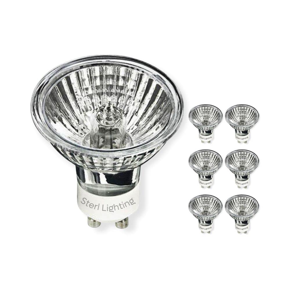 Sterl Lighting - 6 Pack GU10 Halogen Light Bulbs, 50W 120V Dimmable, 540 Lumens Warm White 2700K, MR16 Twist & Lock Base, 2.04 Inch Height - Perfect for Track Lighting, Recessed Ceiling Lights, Scentsy Candle Warmers & Home Decor
