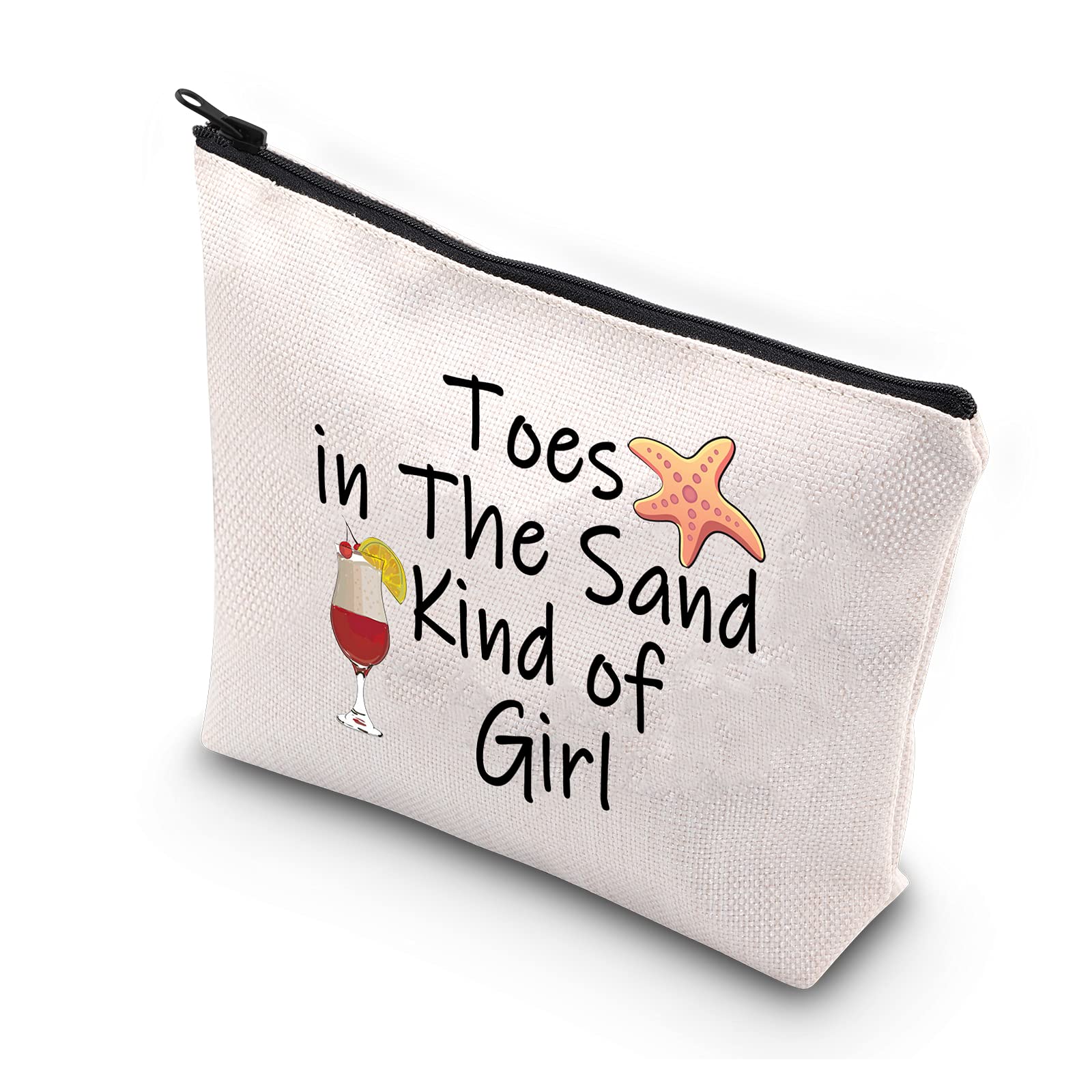 ZJXHPO Summer Beach Makeup Bag - Cute Toes in The Sand Design, Perfect Gift for Girls, Women, Beach Party, Vacation & Travel Essentials