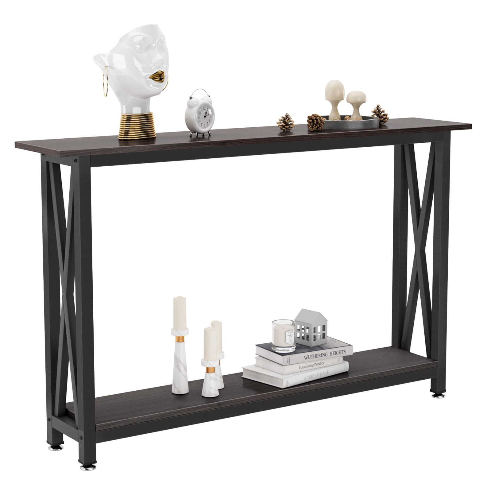 Narrow Console Table 47.2 Inch - Slim Sofa Table for Living Room & Entryway, Modern Black Hallway Table by DlandHome | Perfect for Small Spaces, Behind Sofa or Entryway Decor
