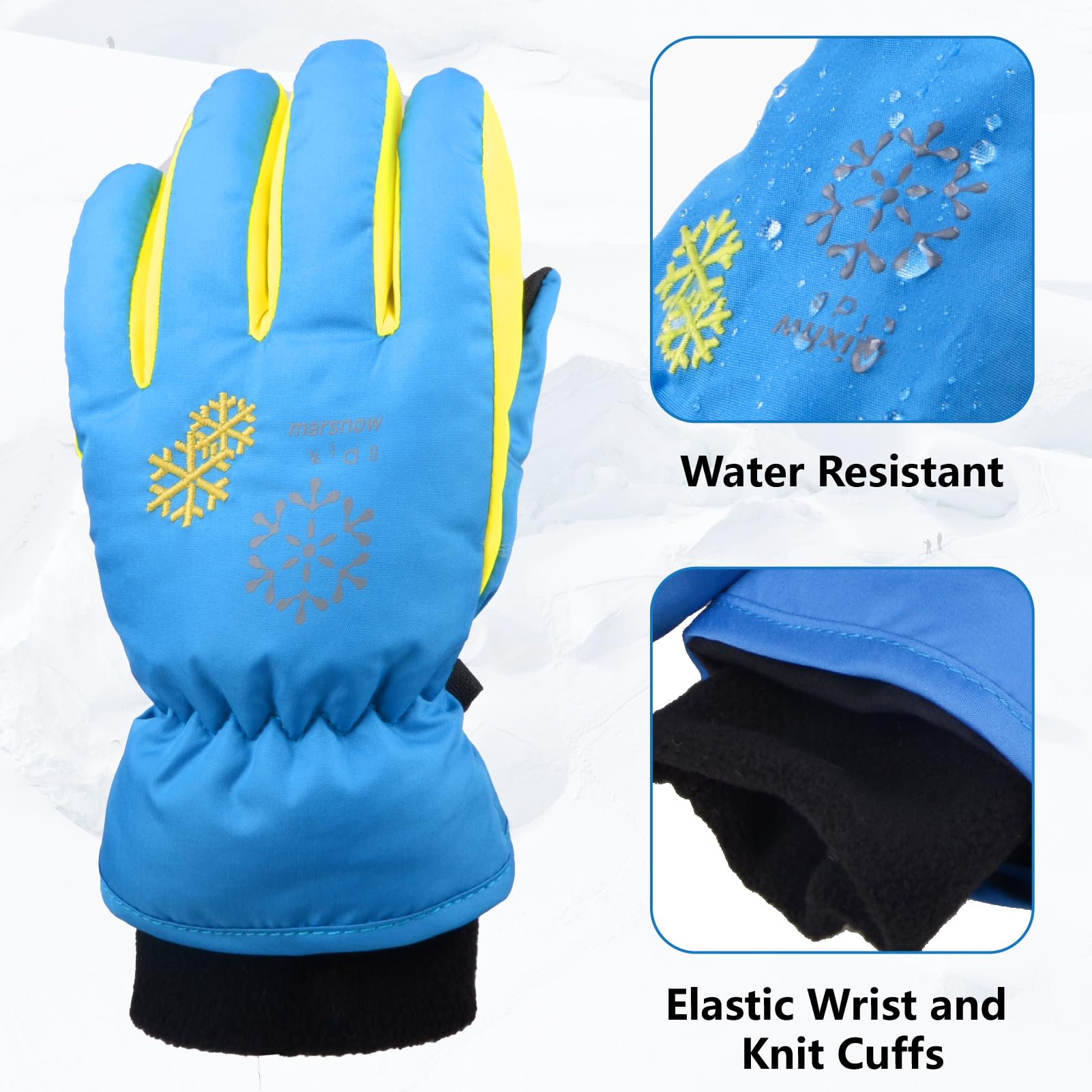 JEELAD Kids Winter Snow Gloves - Waterproof Ski & Snowboard Gloves for Boys & Girls - Warm Cold Weather Gloves for Outdoor Activities, Skiing, Snowboarding & Snow Play